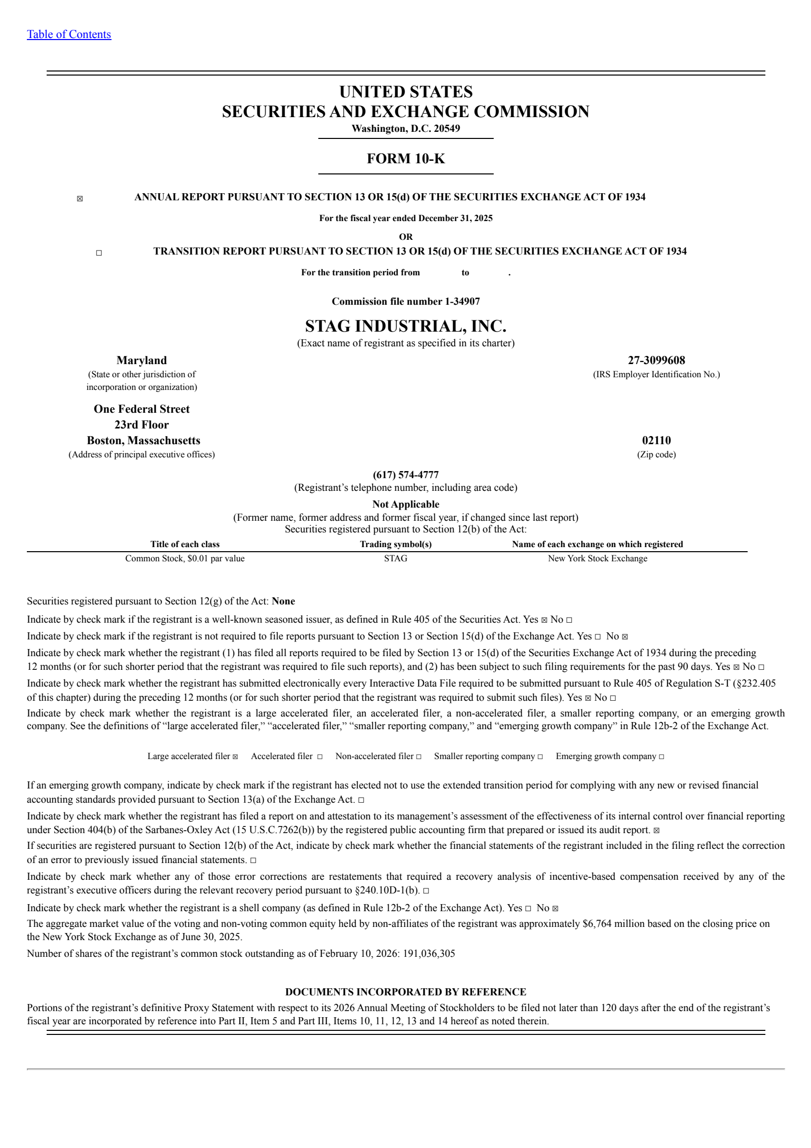 Stag Industrial's Q4 2025 Annual report