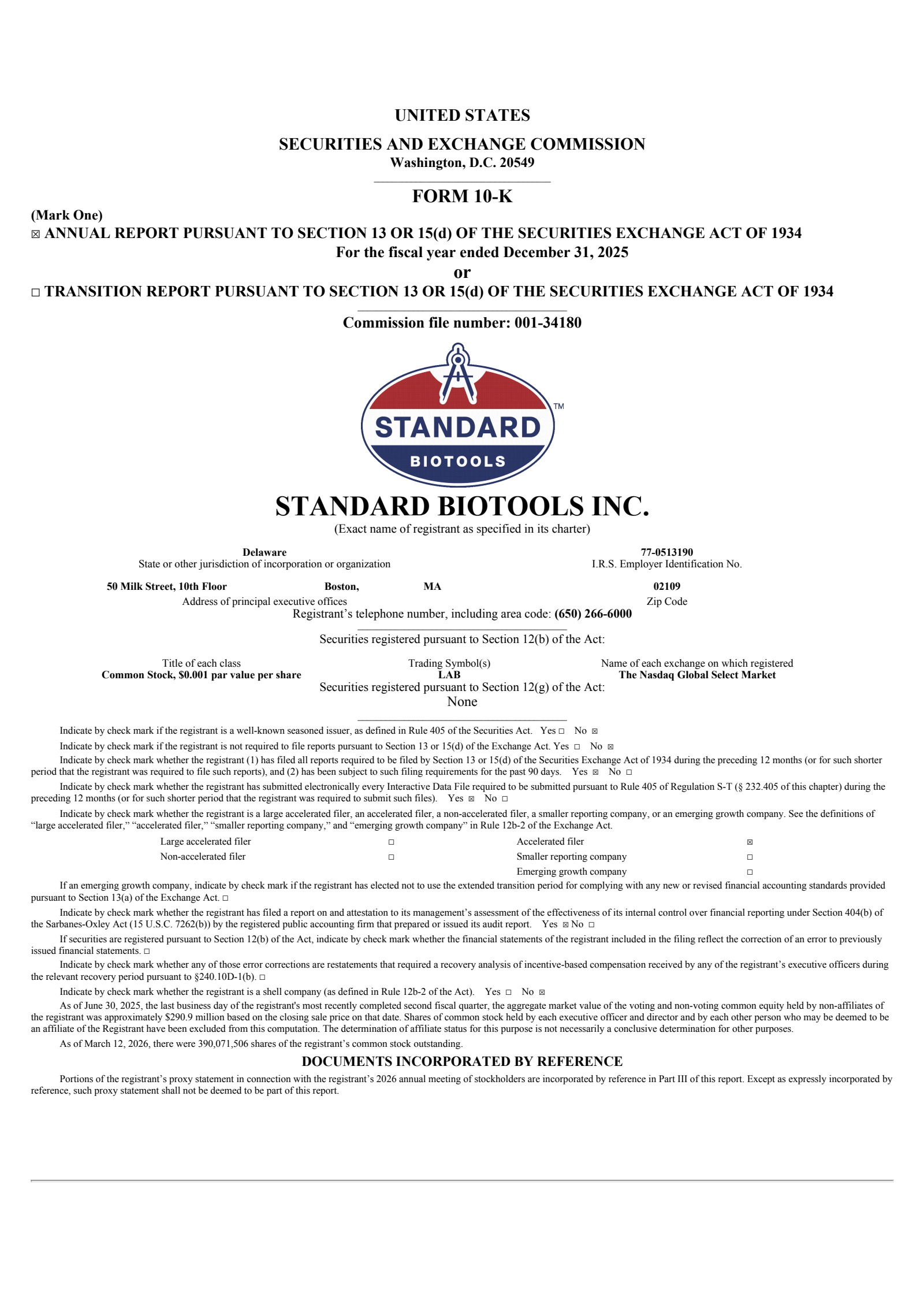 Standard BioTools' Q4 2025 Annual report