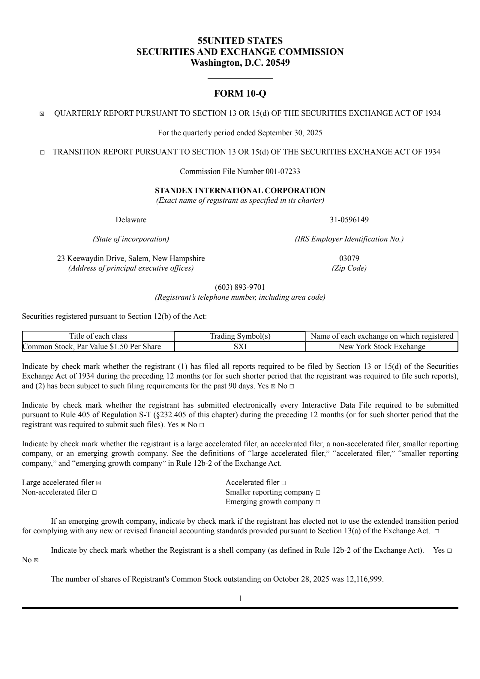 Standex International's Q1 2026 Quarterly Report