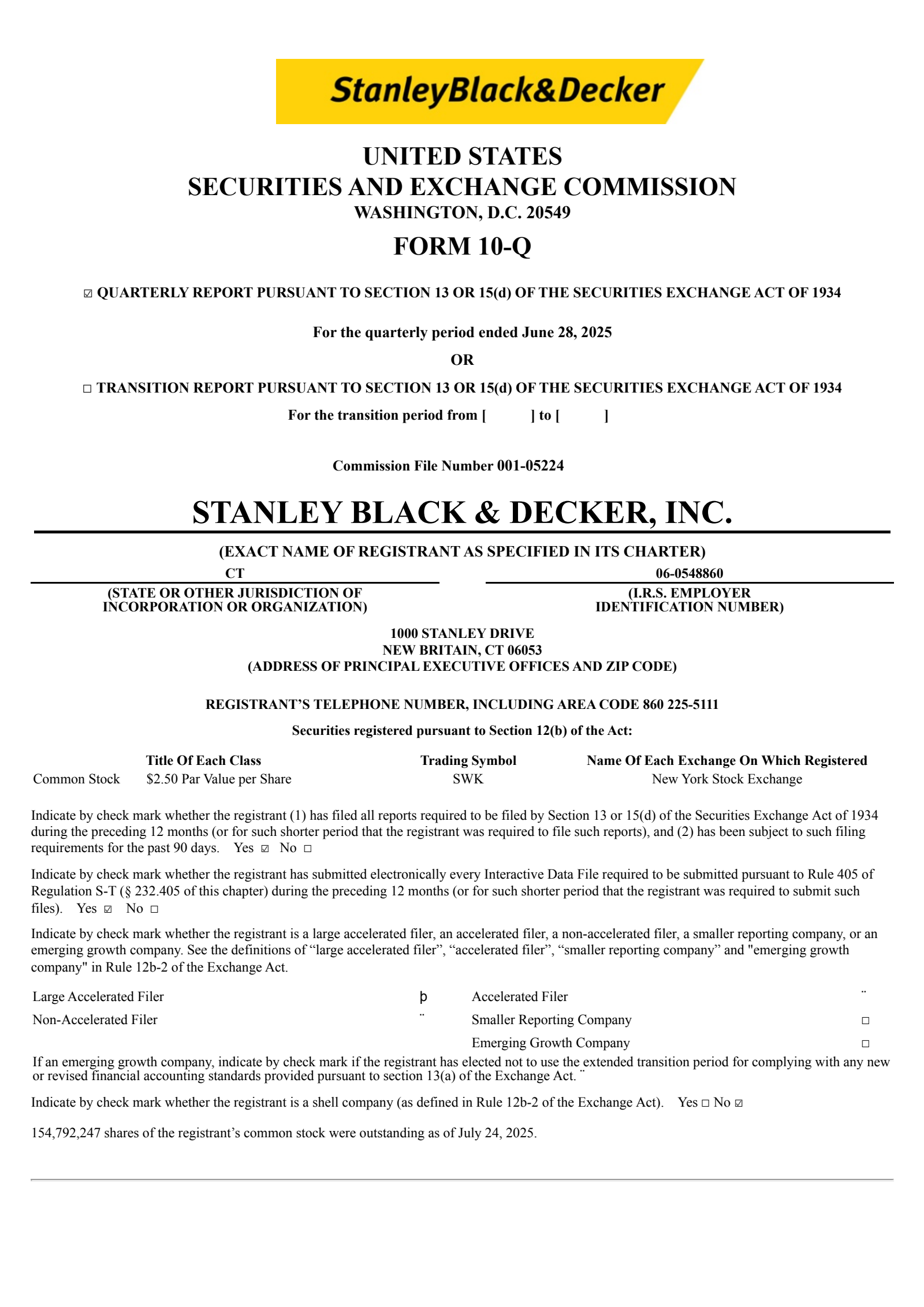 Stanley Black & Decker's Q2 2025 Quarterly report