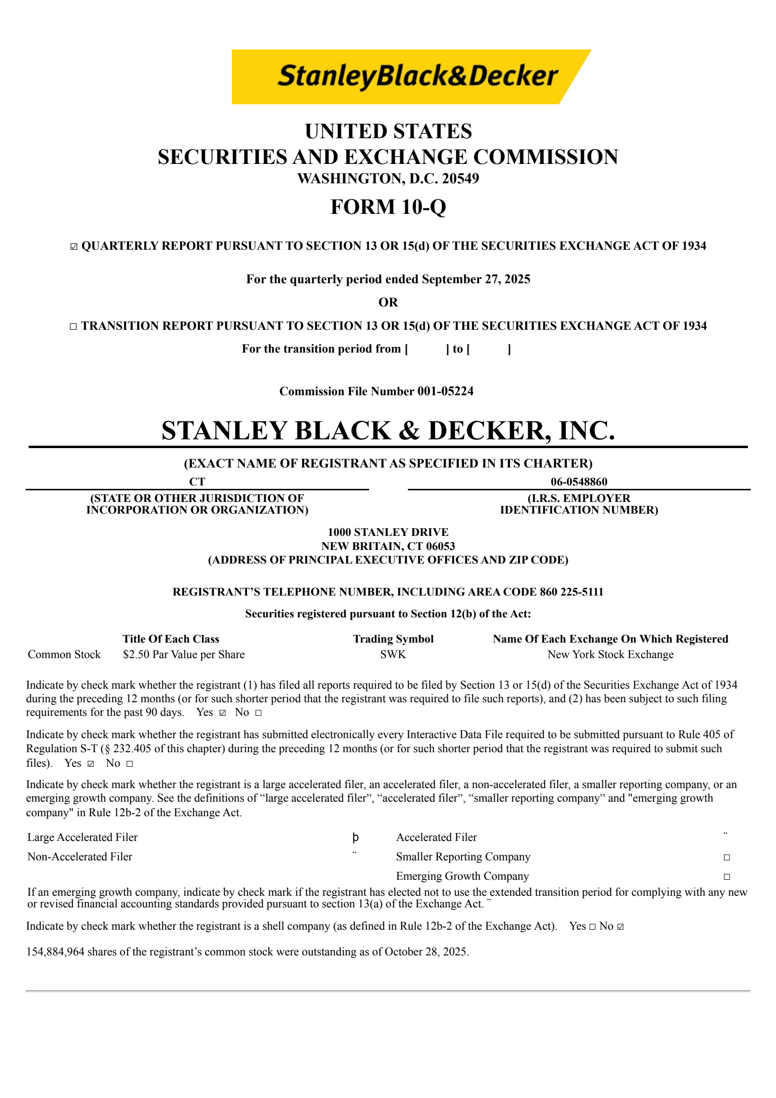 Stanley Black & Decker's Q3 2025 Quarterly Report