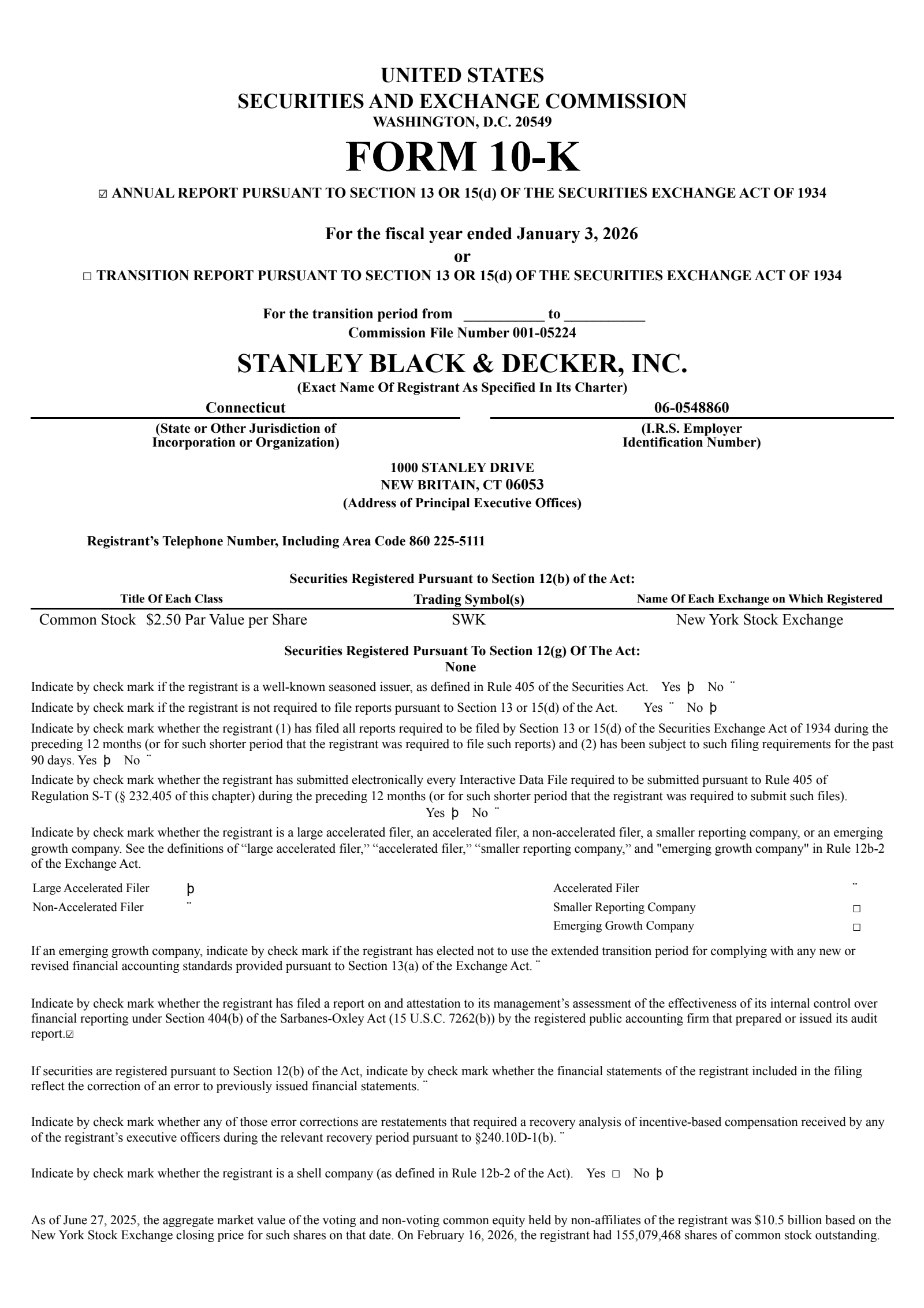 Stanley Black & Decker's Q4 2025 Annual report