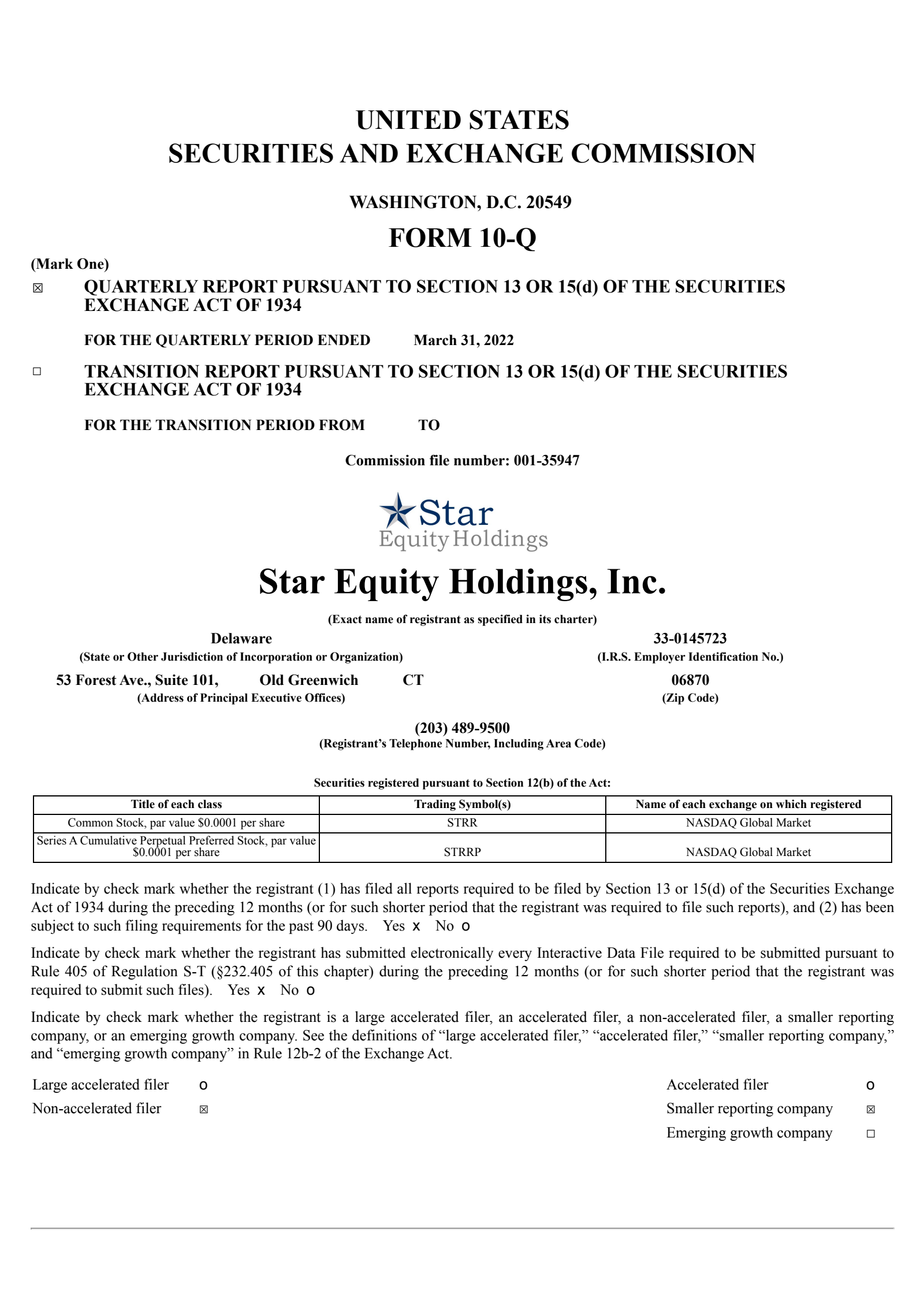 Star Equity's Q1 2022 Quarterly report