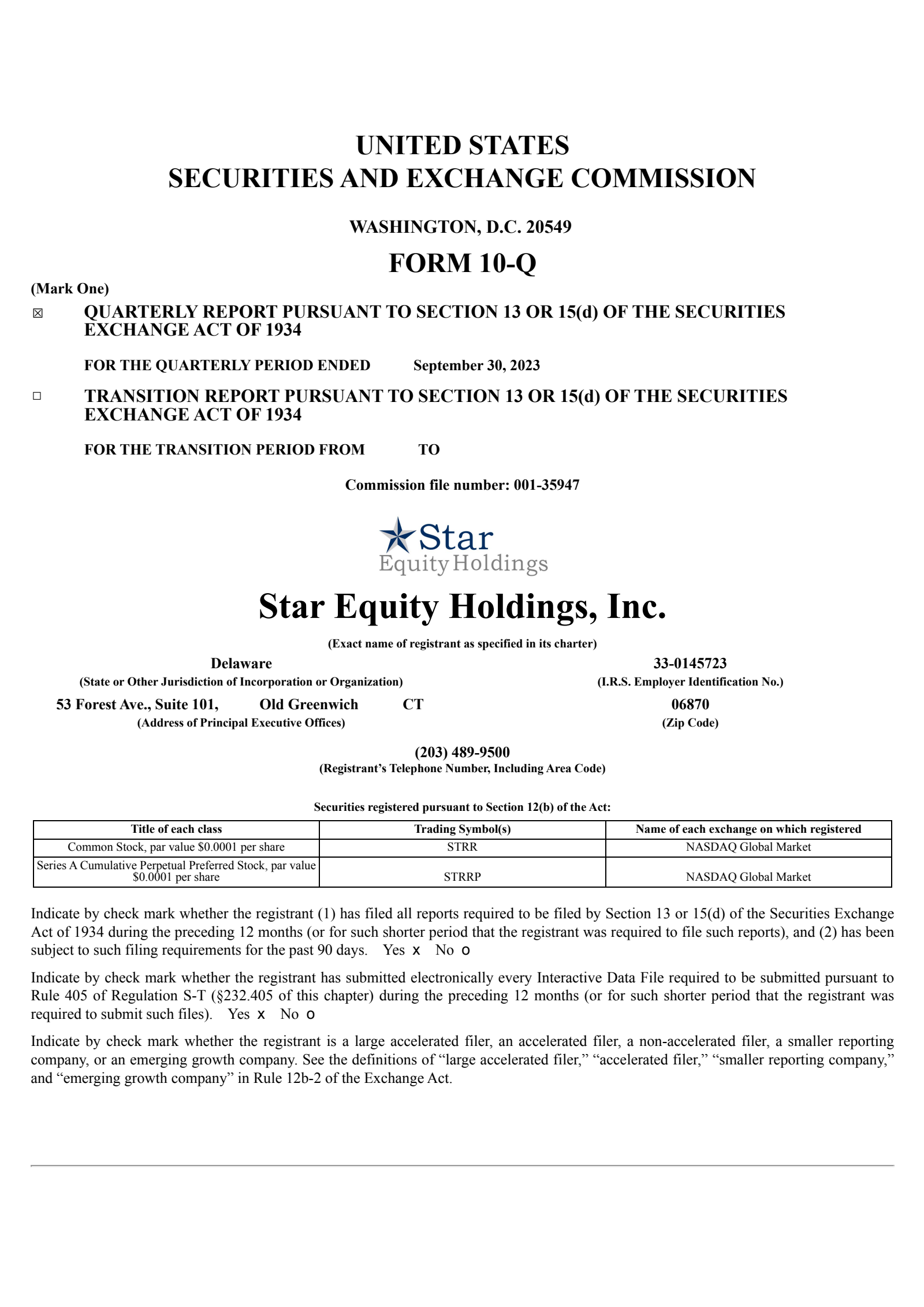 Star Equity's Q3 2023 Quarterly report