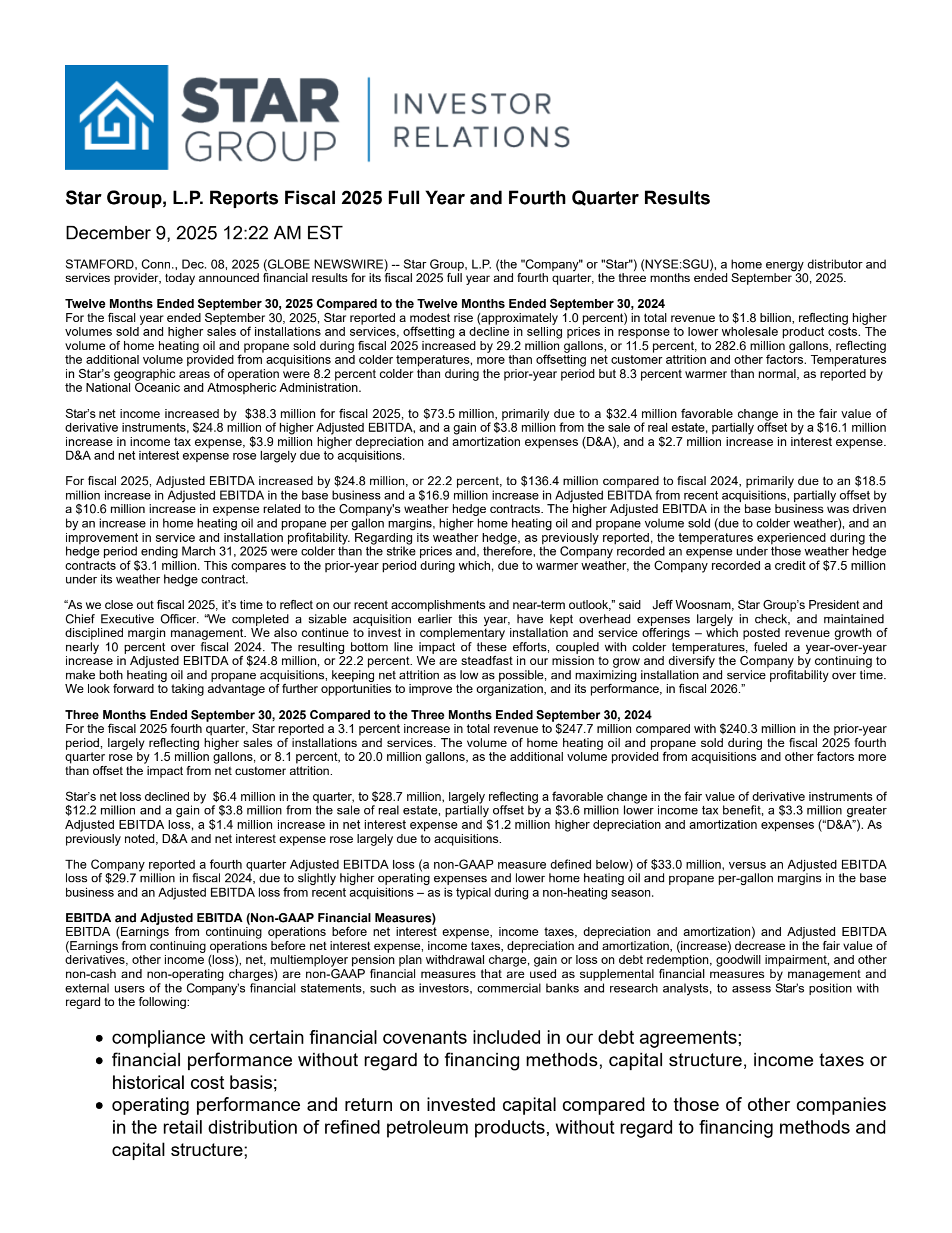 Star Group's Q4 2025 Earnings Release