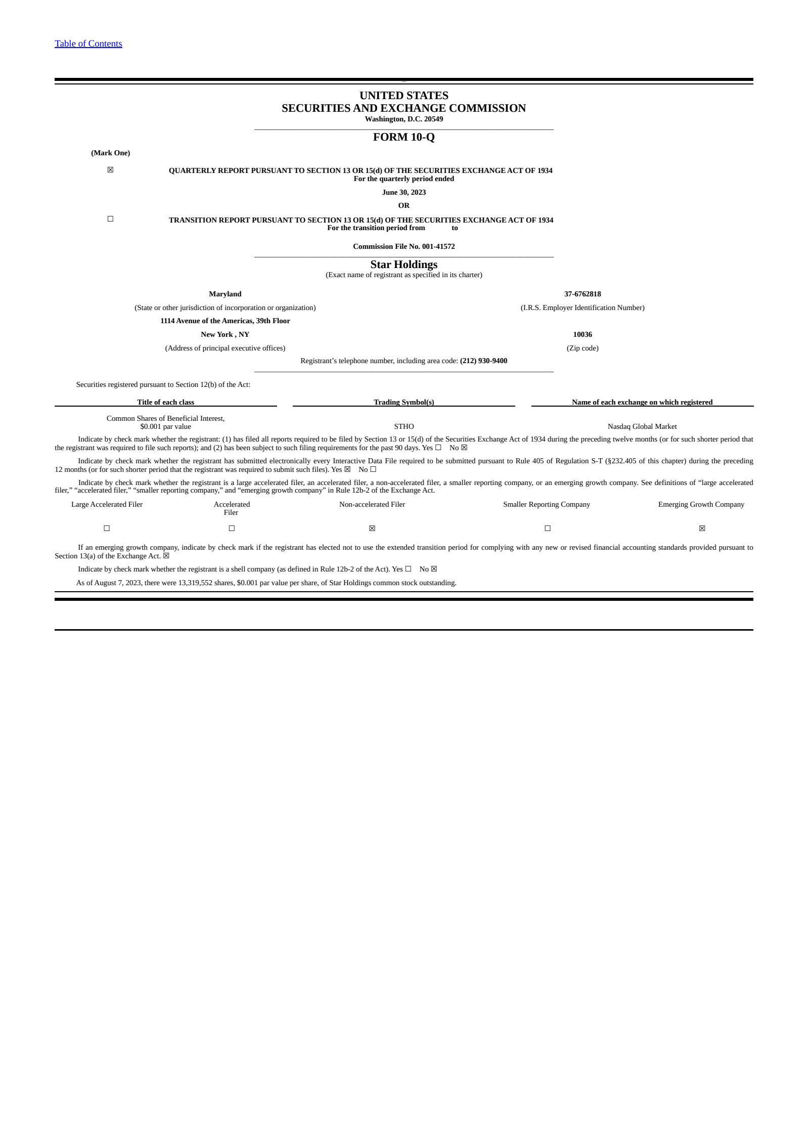 Star's Q2 2023 Press Release