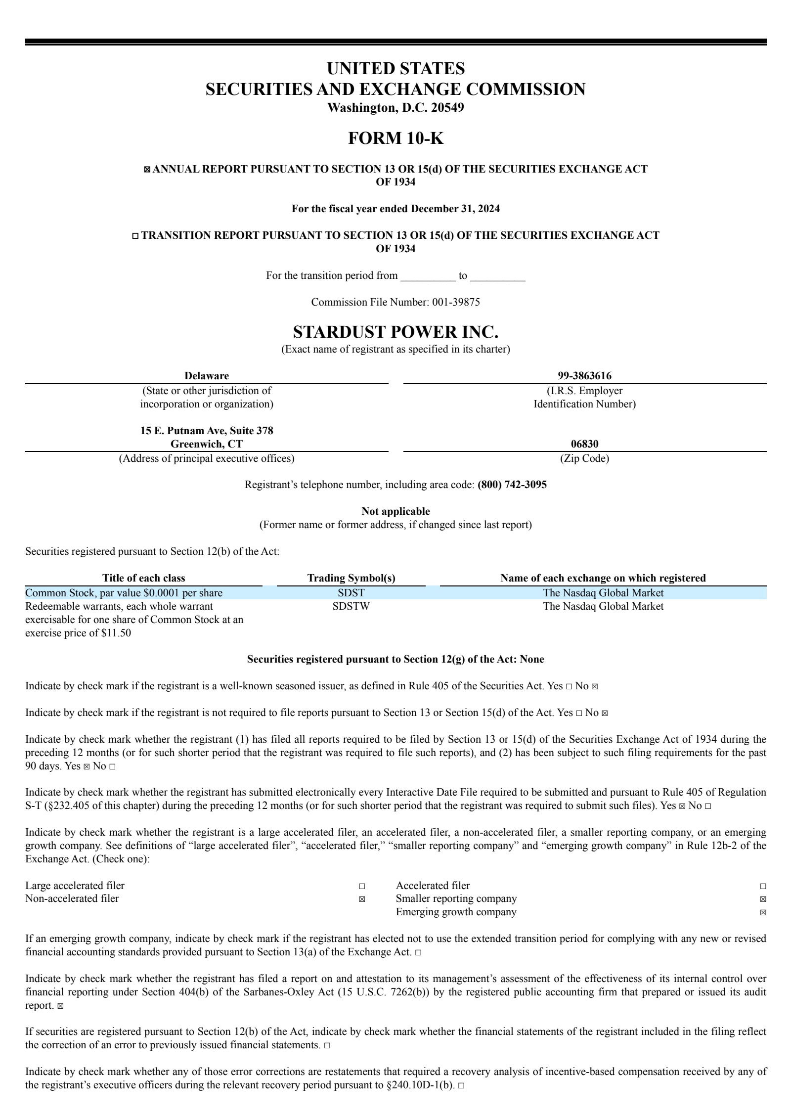 Stardust Power's Q4 2024 Annual report