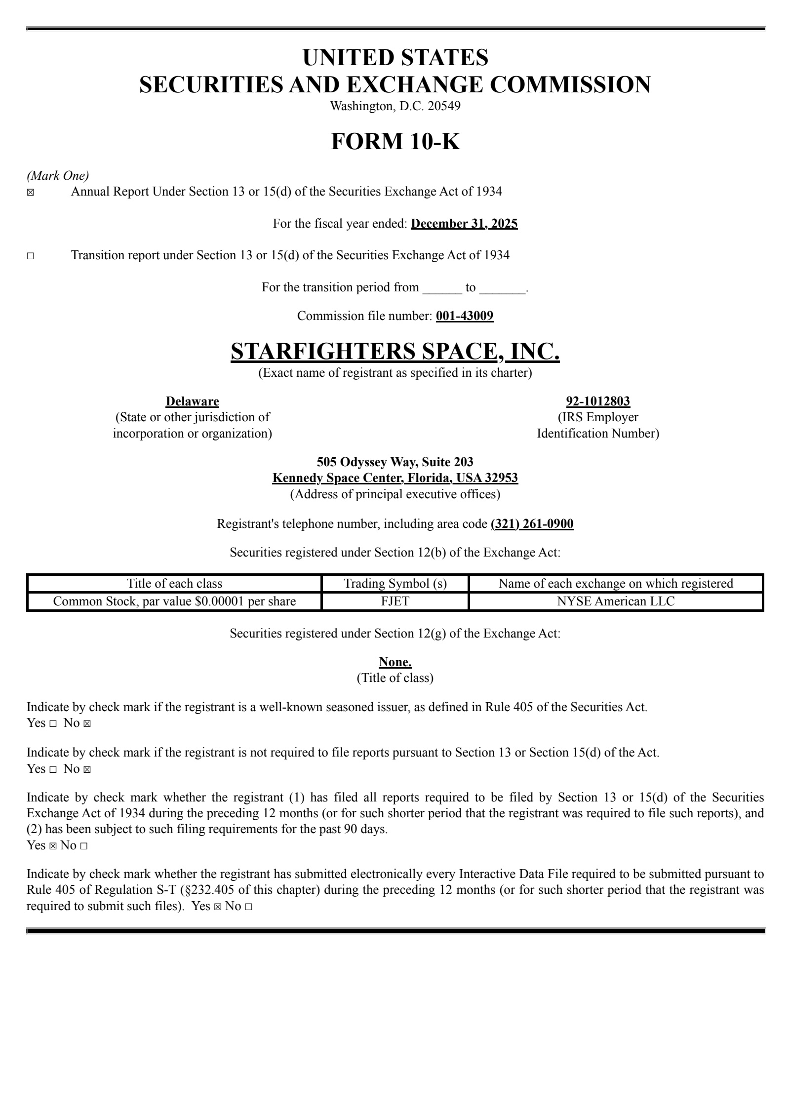 Starfighters Space's Q4 2025 Annual report