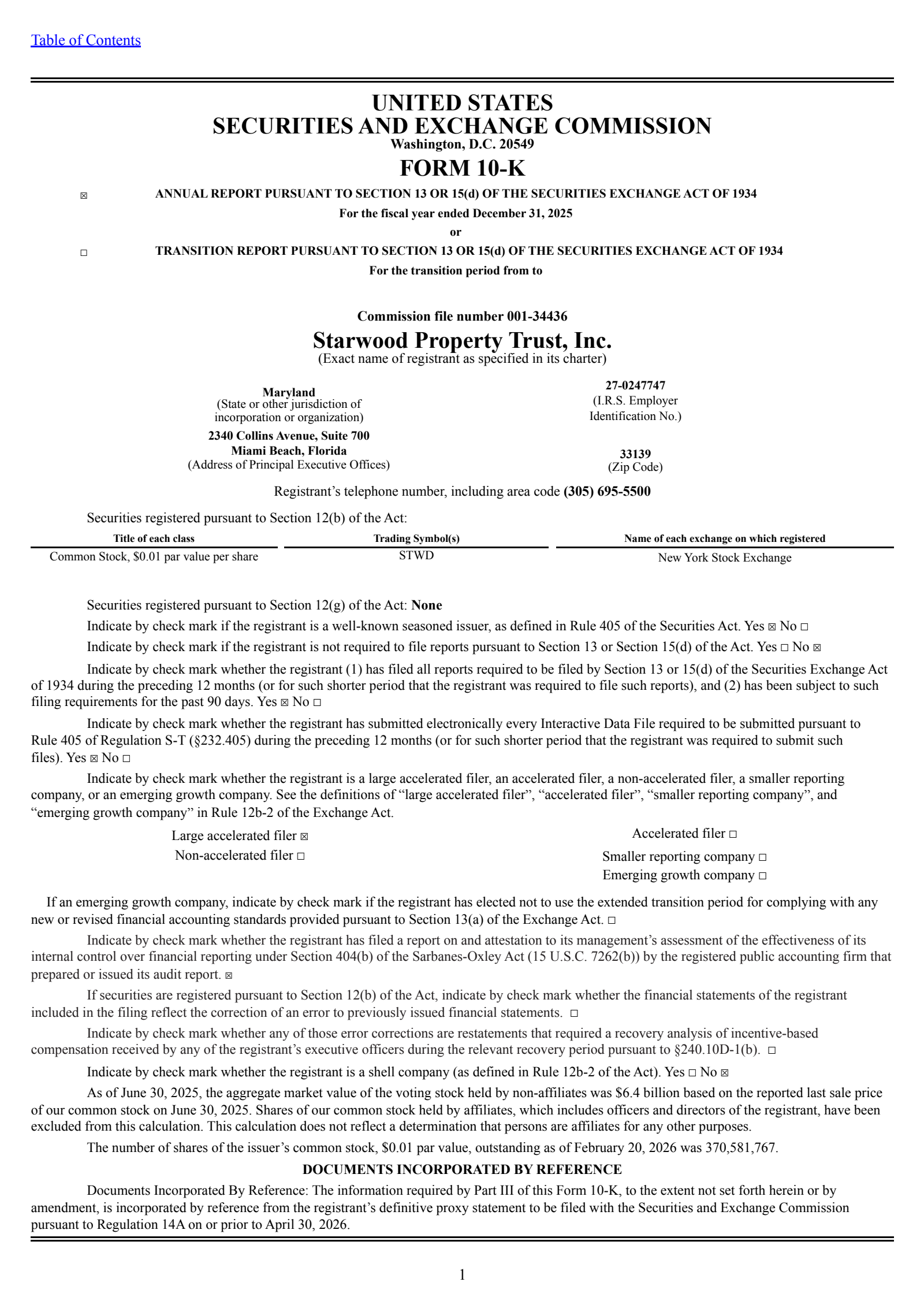 Starwood Property Trust's Q4 2025 Annual report