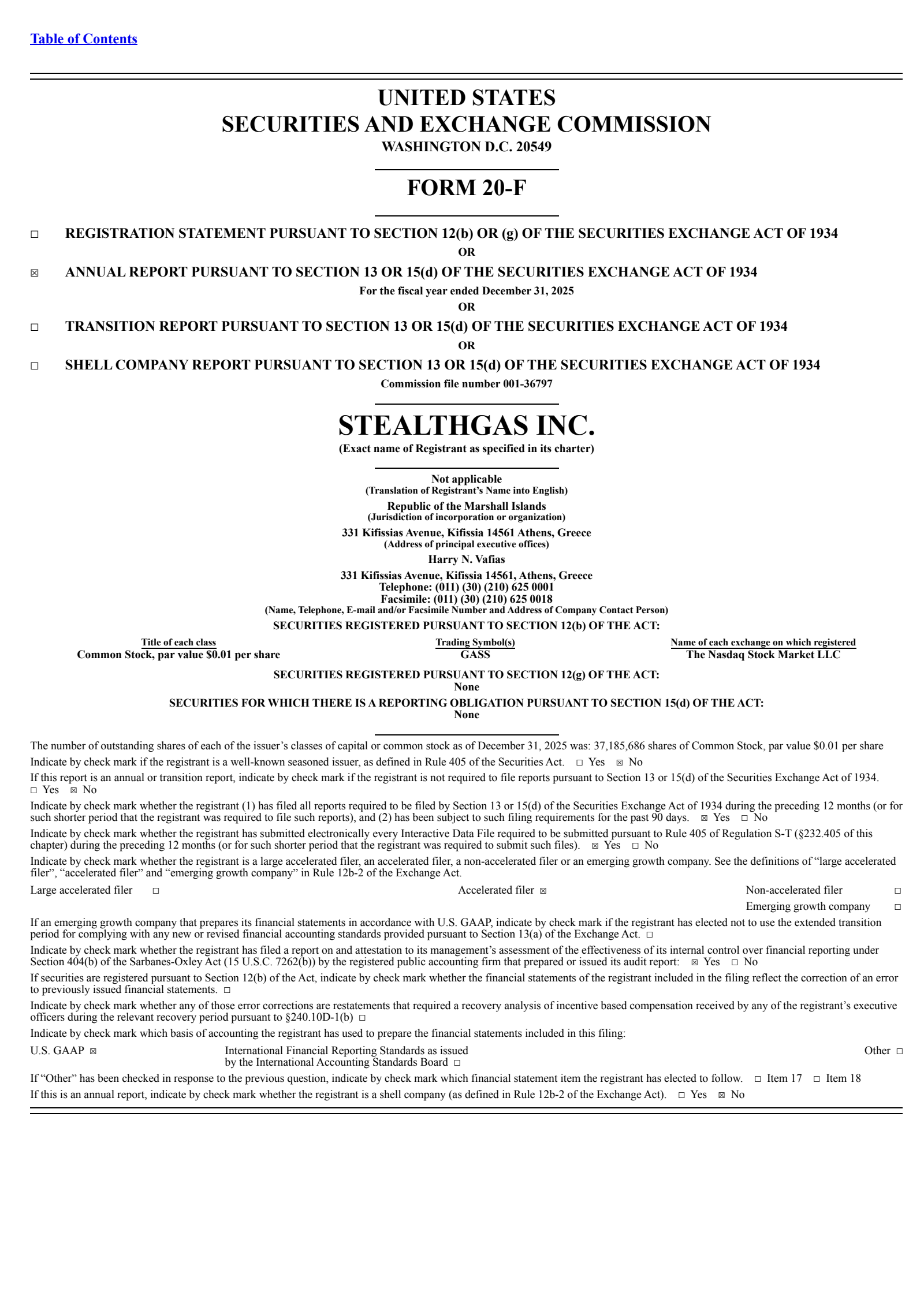 StealthGas' Q4 2025 Annual report