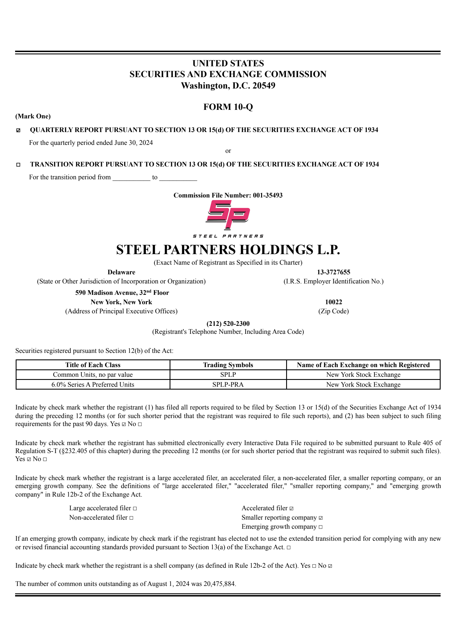 Steel Partners' Q2 2024 Quarterly report