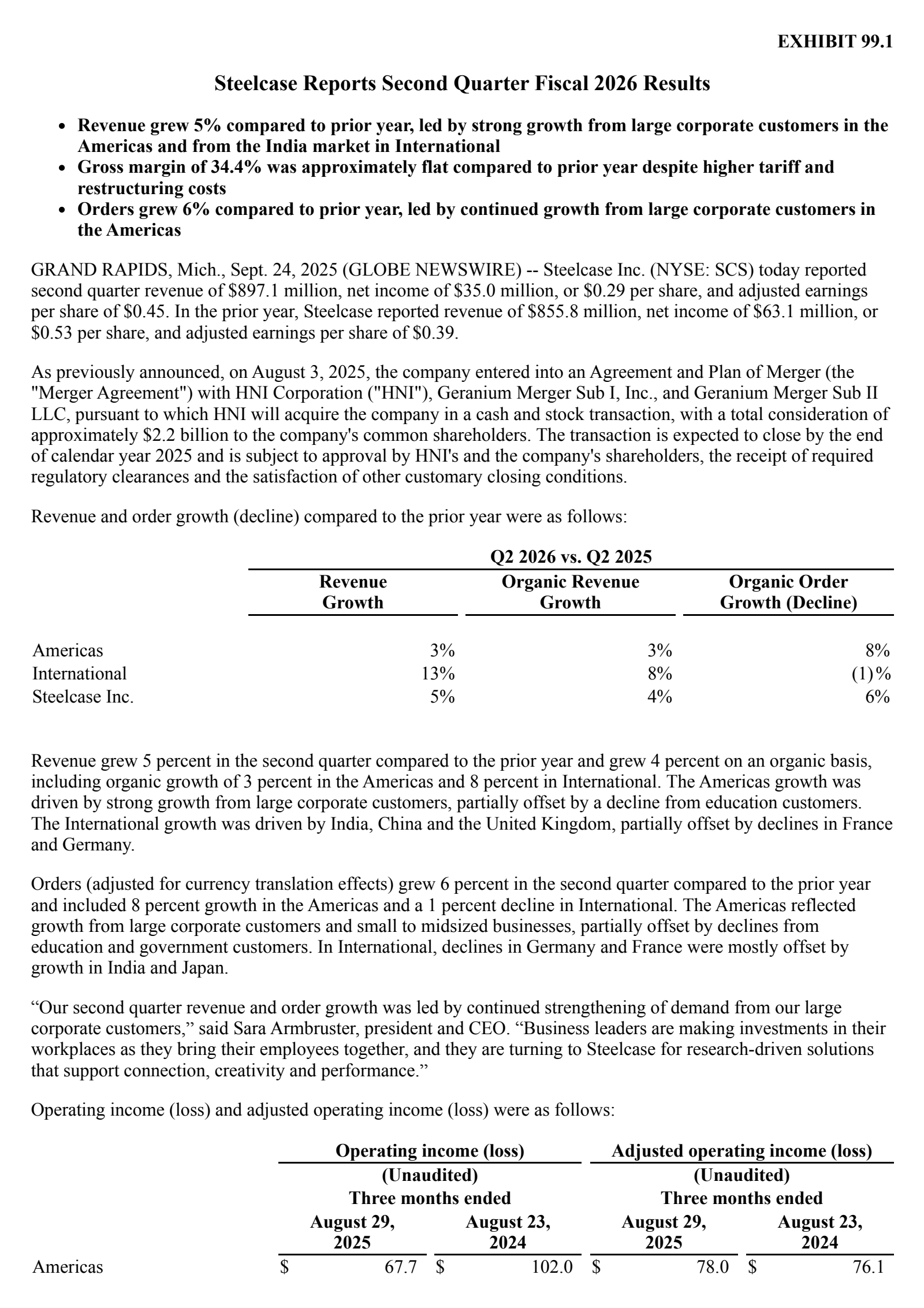 Steelcase's Q2 2026 Earnings Release