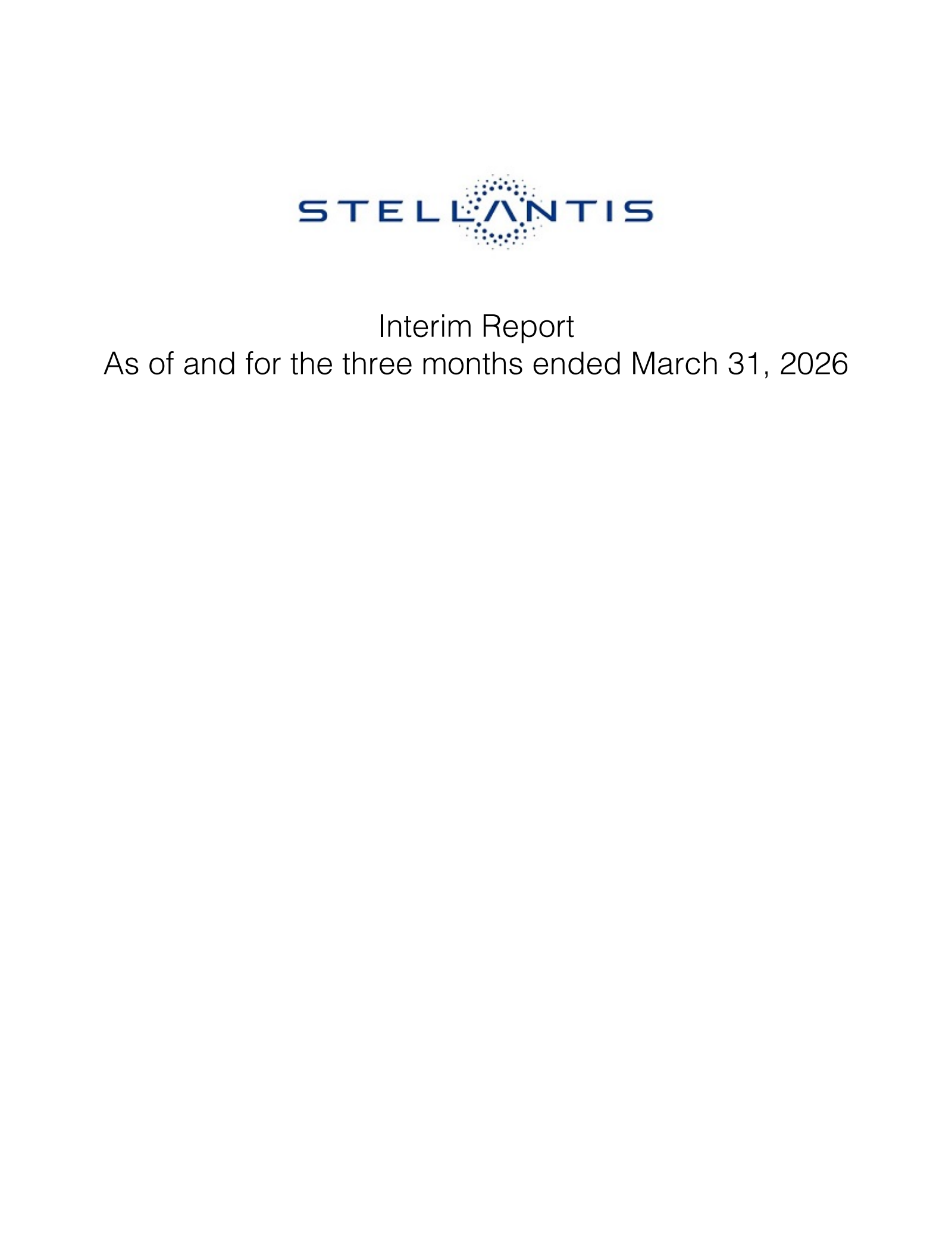 Stellantis' Q1 2026 Interim report