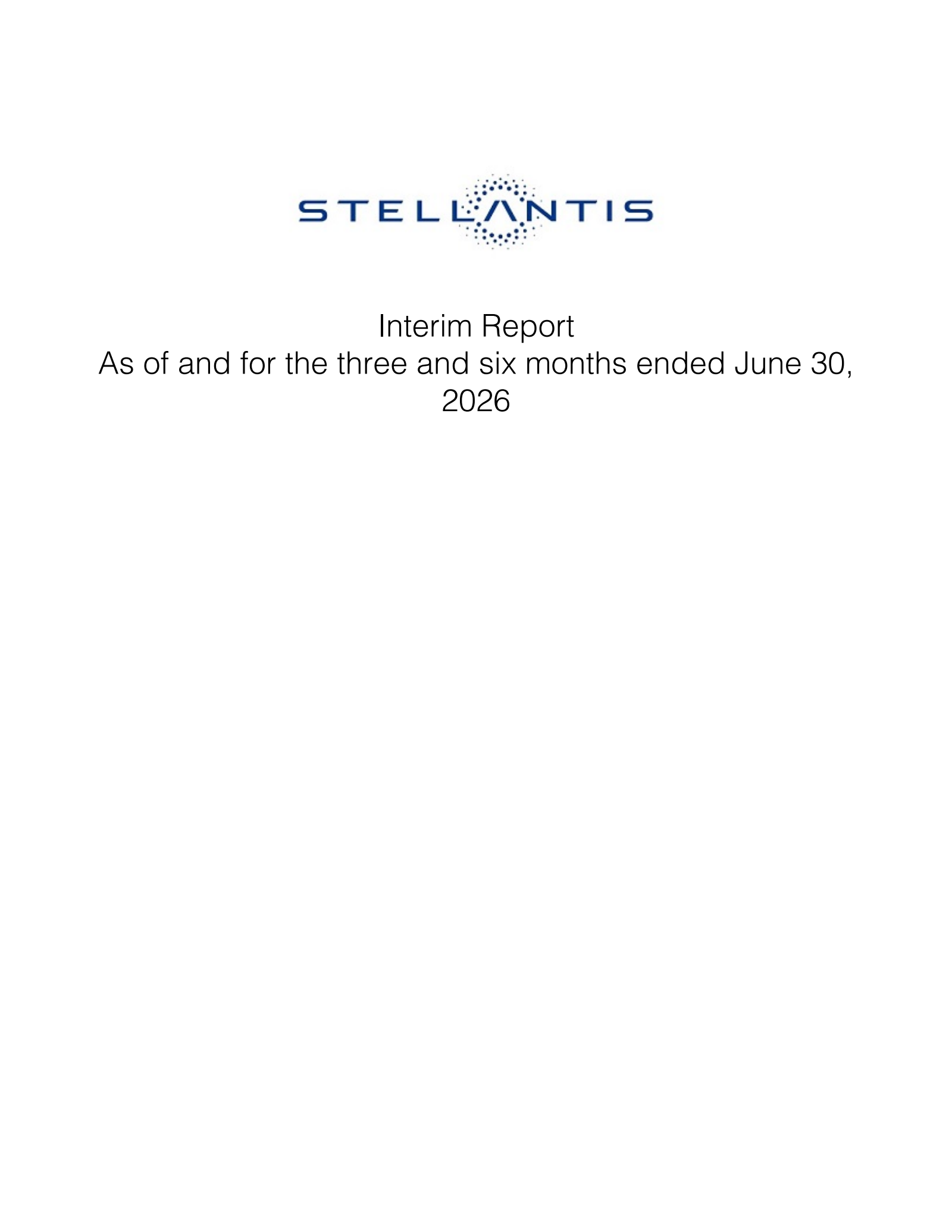 Stellantis' Q2 2026 Interim report