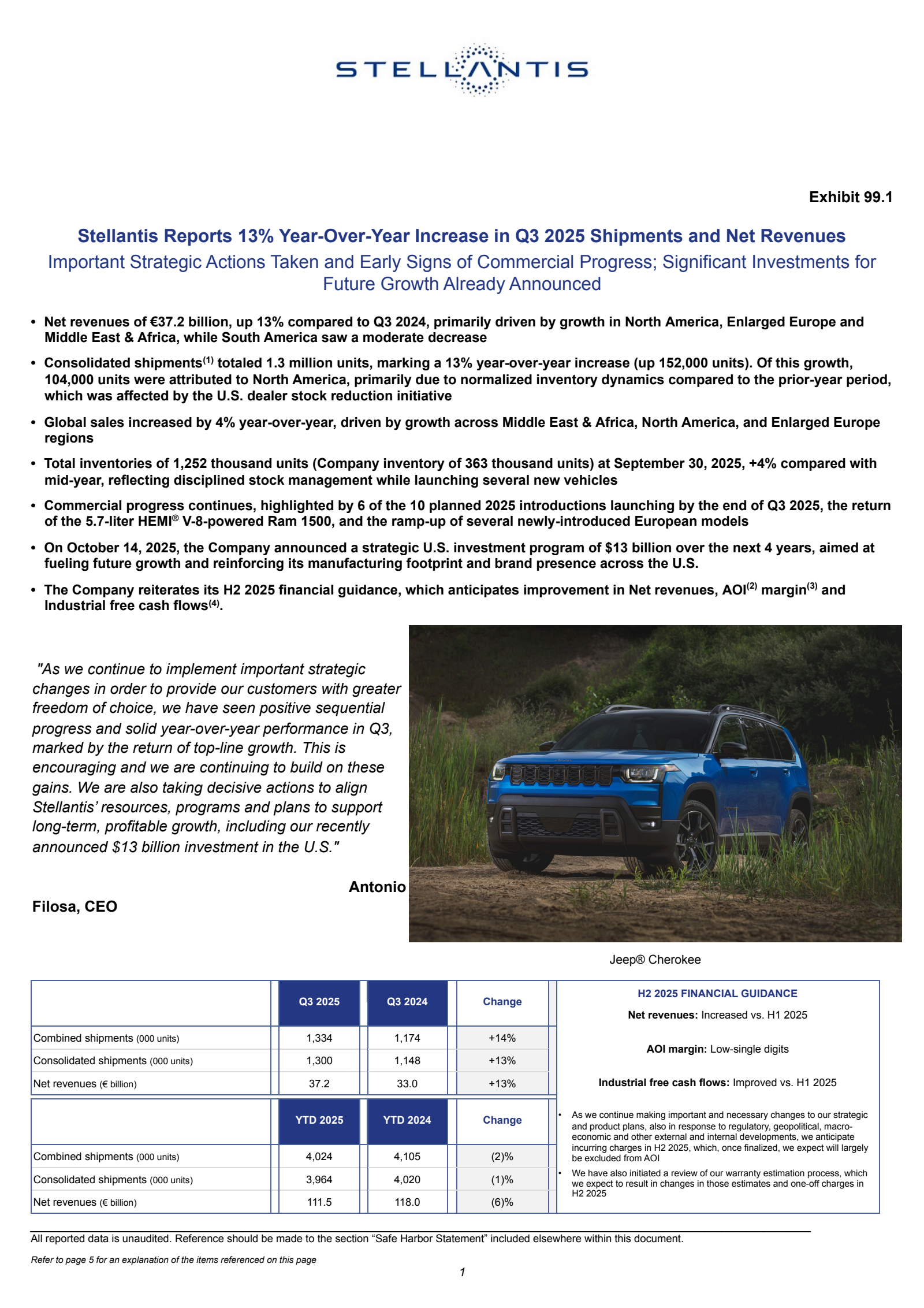 Stellantis' Q3 2025 TU Earnings Release