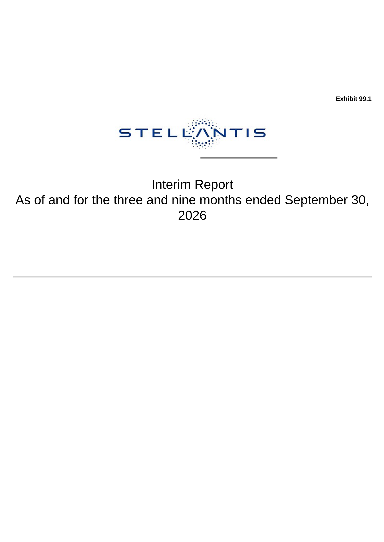 Stellantis' Q3 2026 Interim report