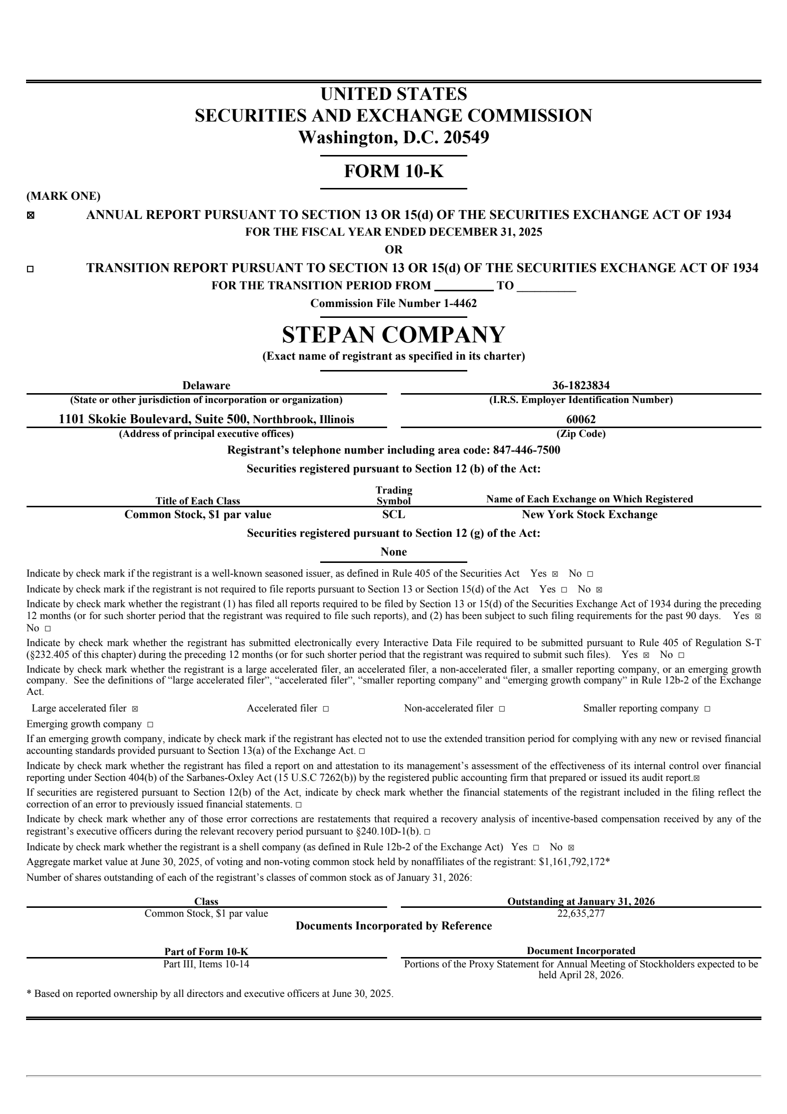 Stepan's Q4 2025 Annual report
