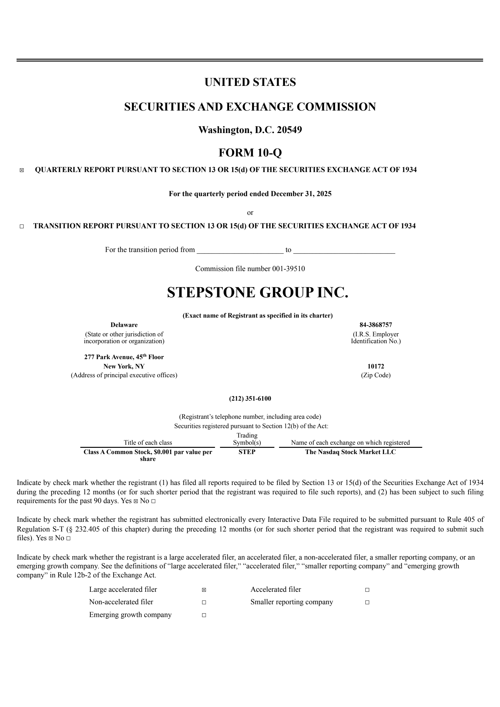 StepStone Group's Q3 2026 Quarterly report