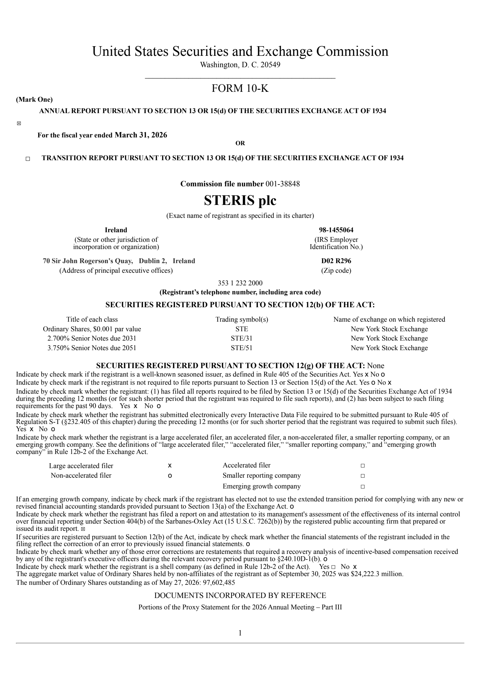 STERIS's Q4 2026 Annual report