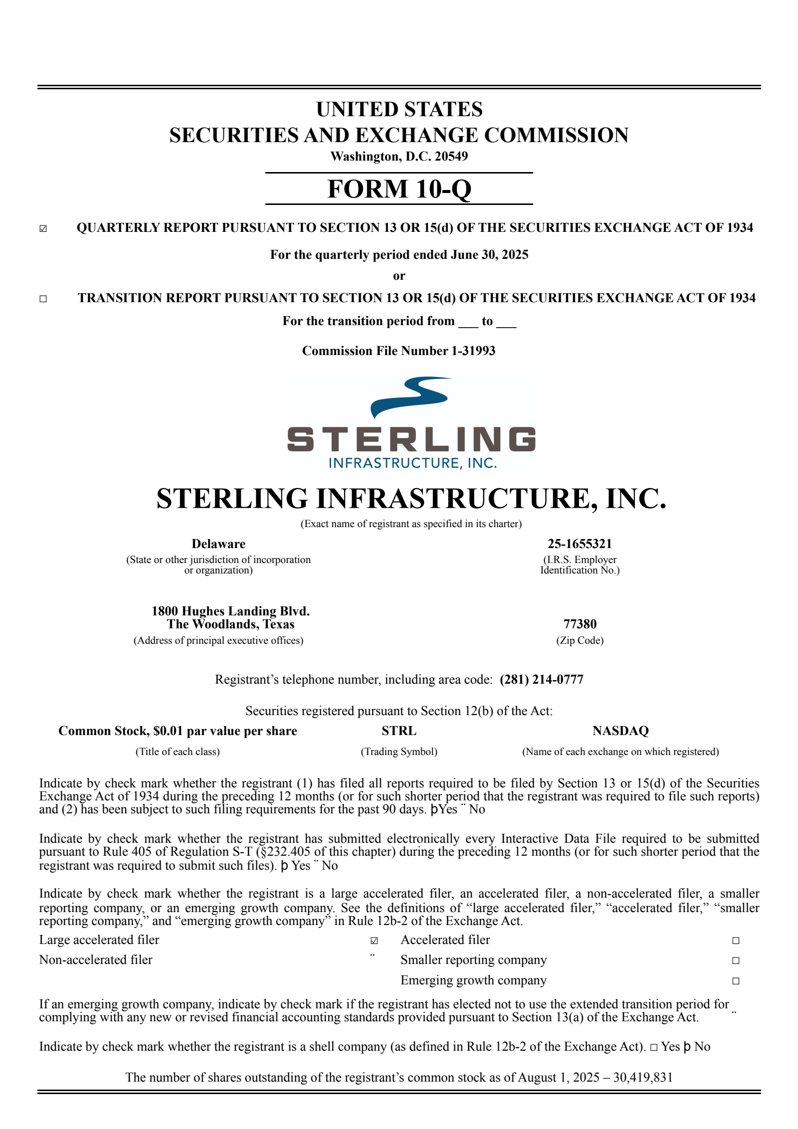 Sterling Infrastructure's Q2 2025 Quarterly report