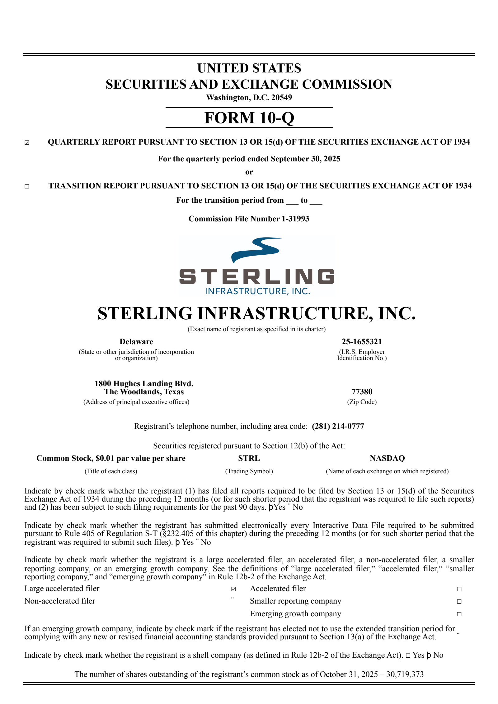 Sterling Infrastructure's Q3 2025 Quarterly Report