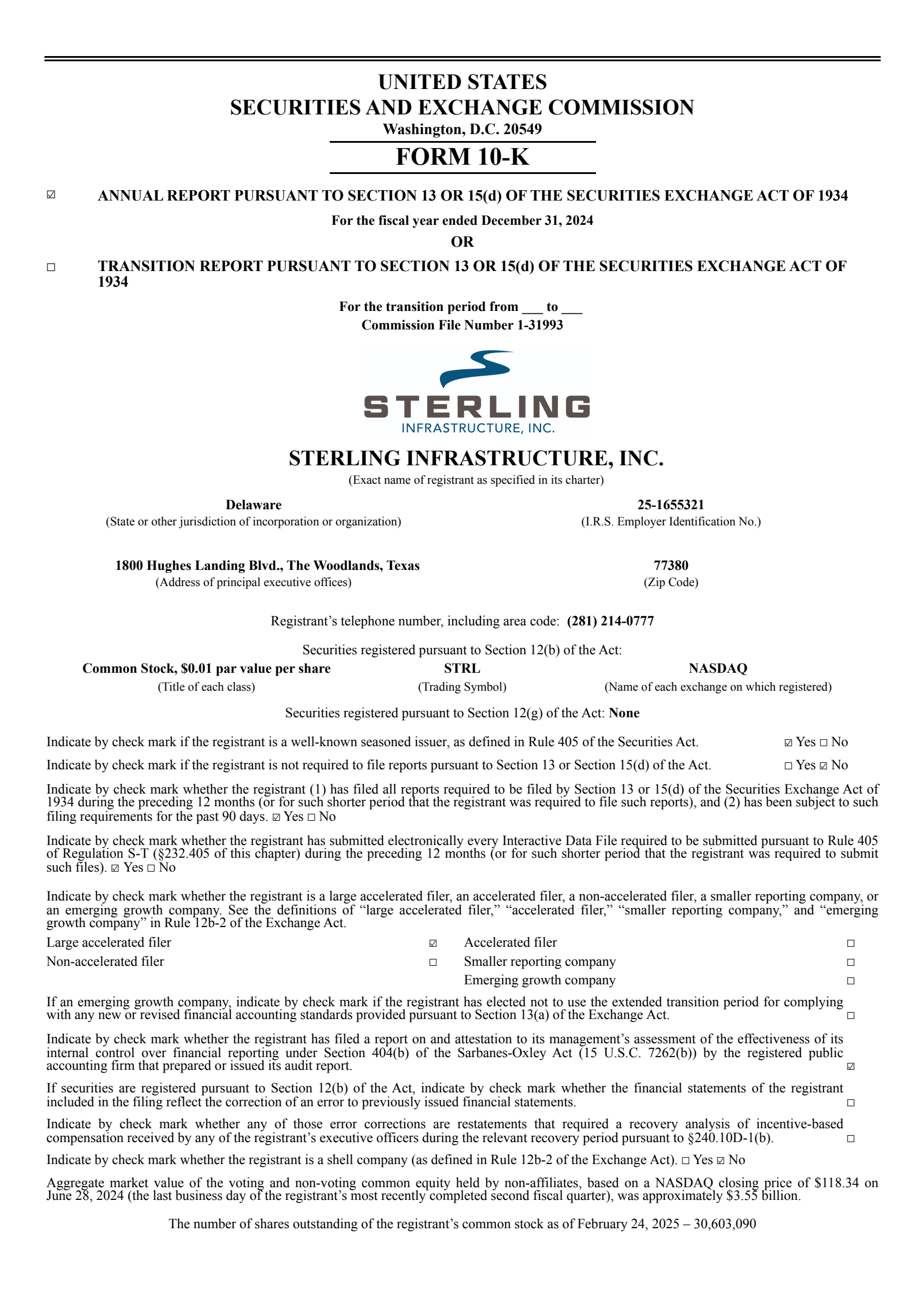 Sterling Infrastructure's Q4 2024 Annual report