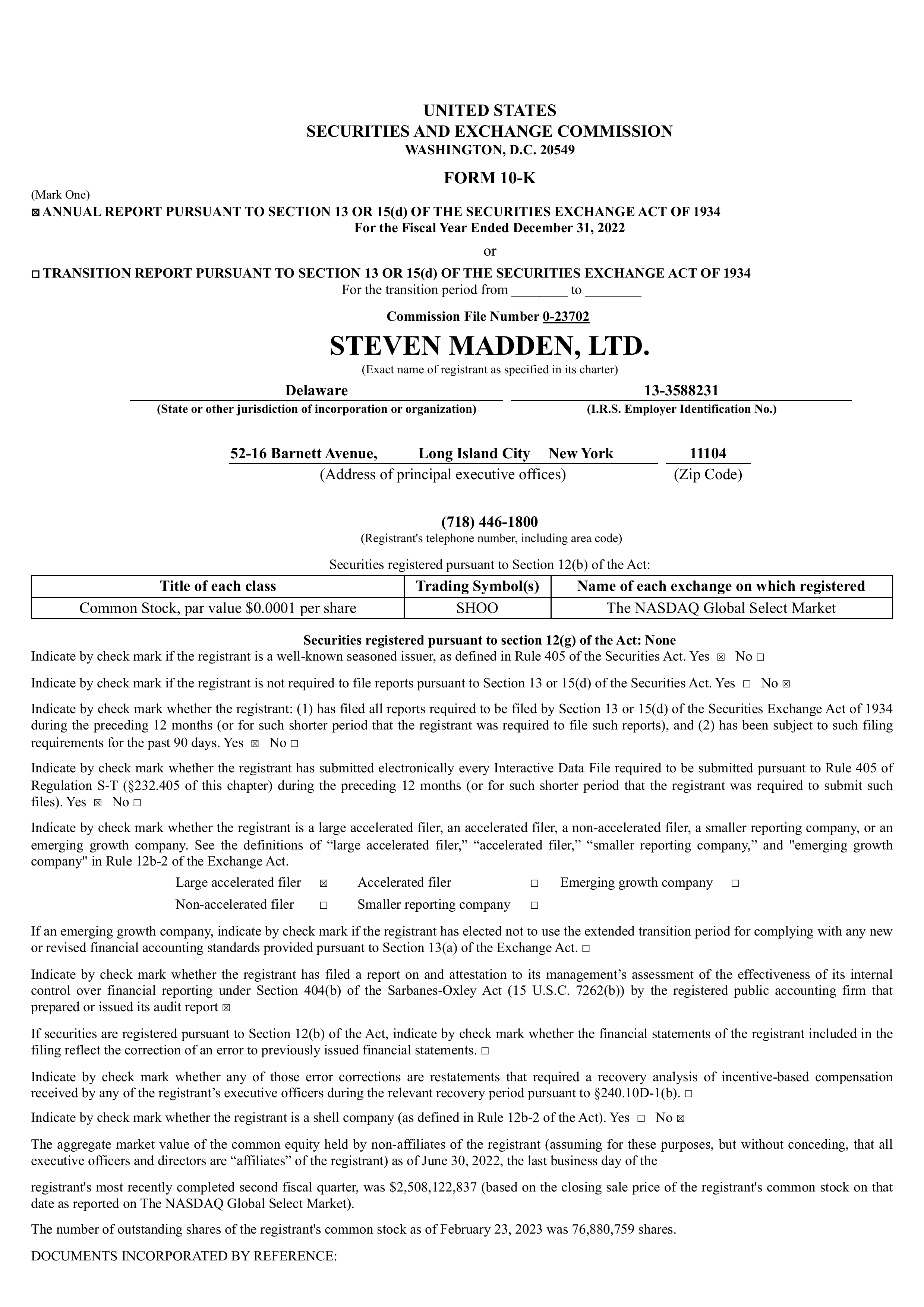 SHOO Q4 2022 Earnings Report on 2/23/2023