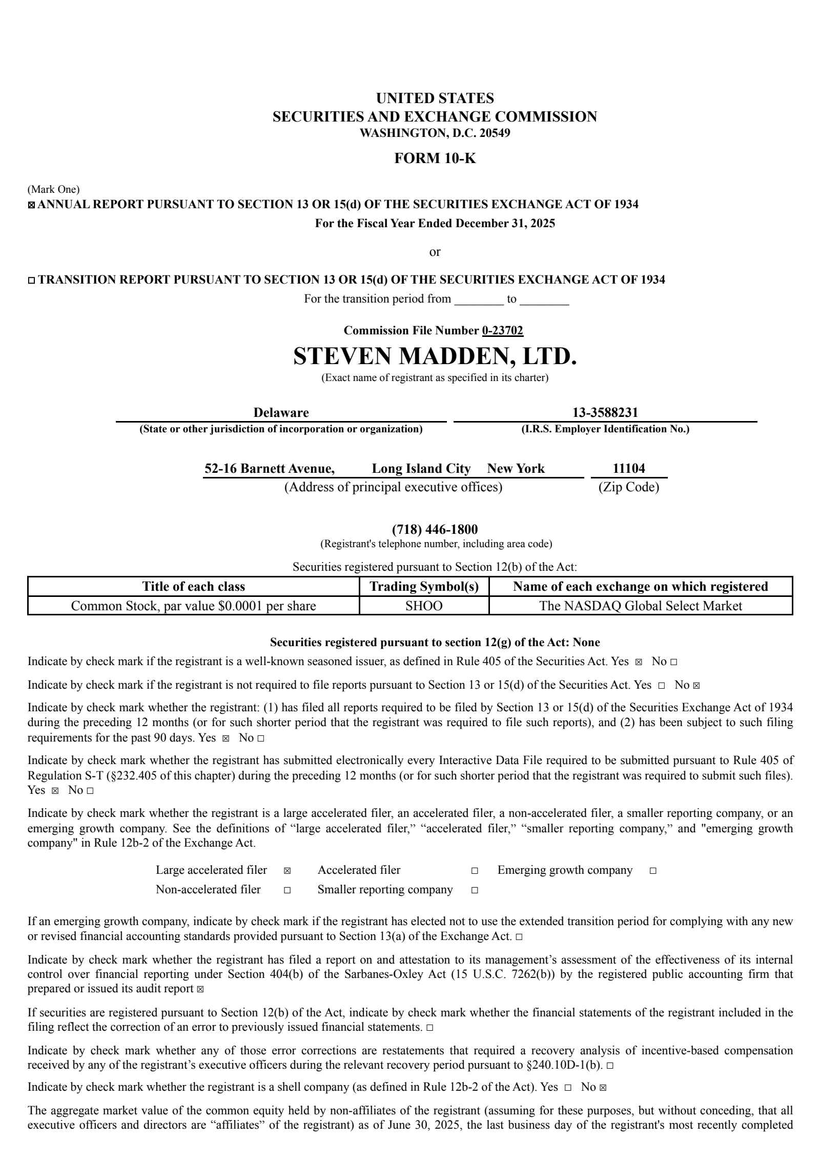 Steven Madden's Q4 2025 Annual report