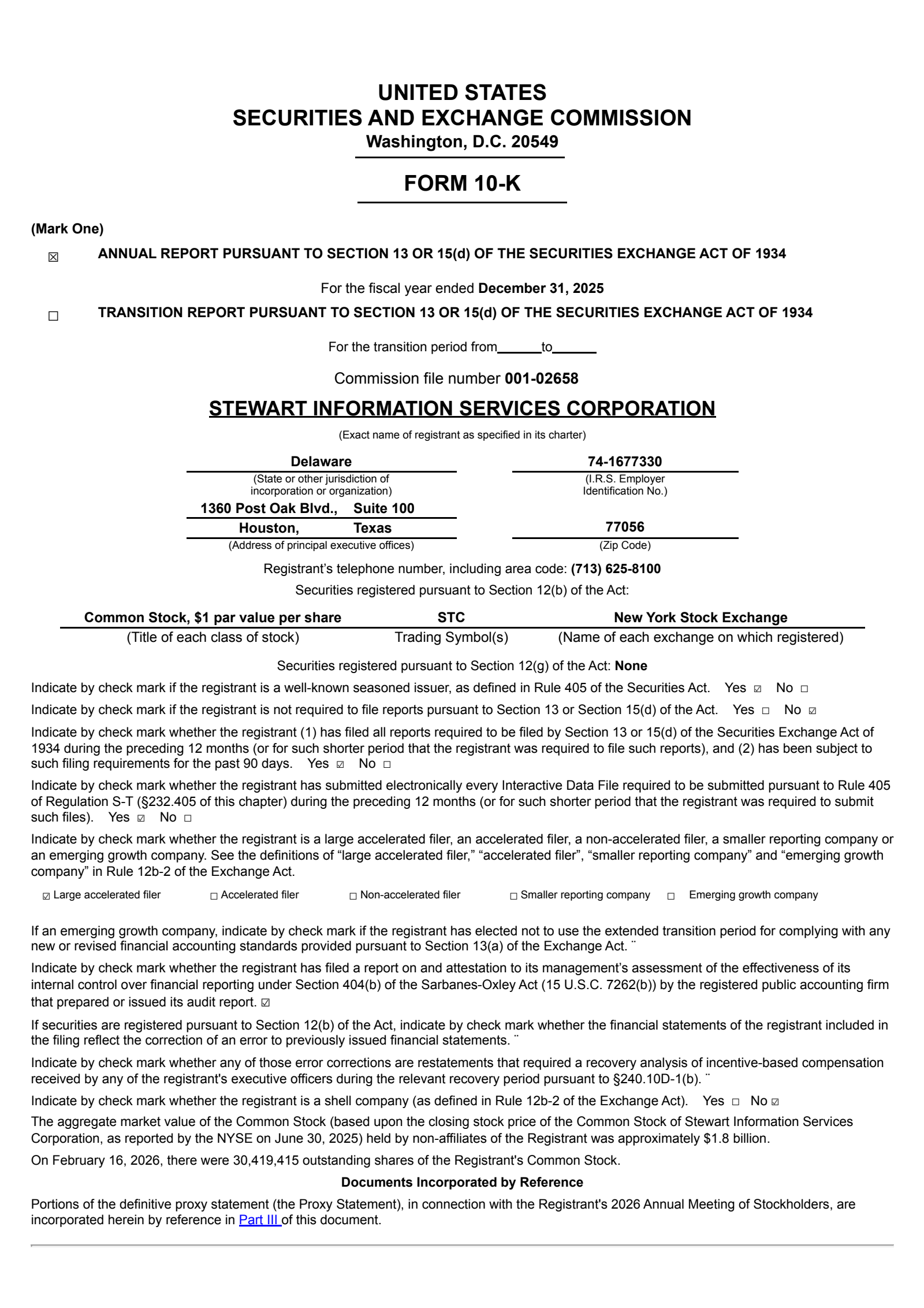 Stewart Information Services' Q4 2025 Annual report