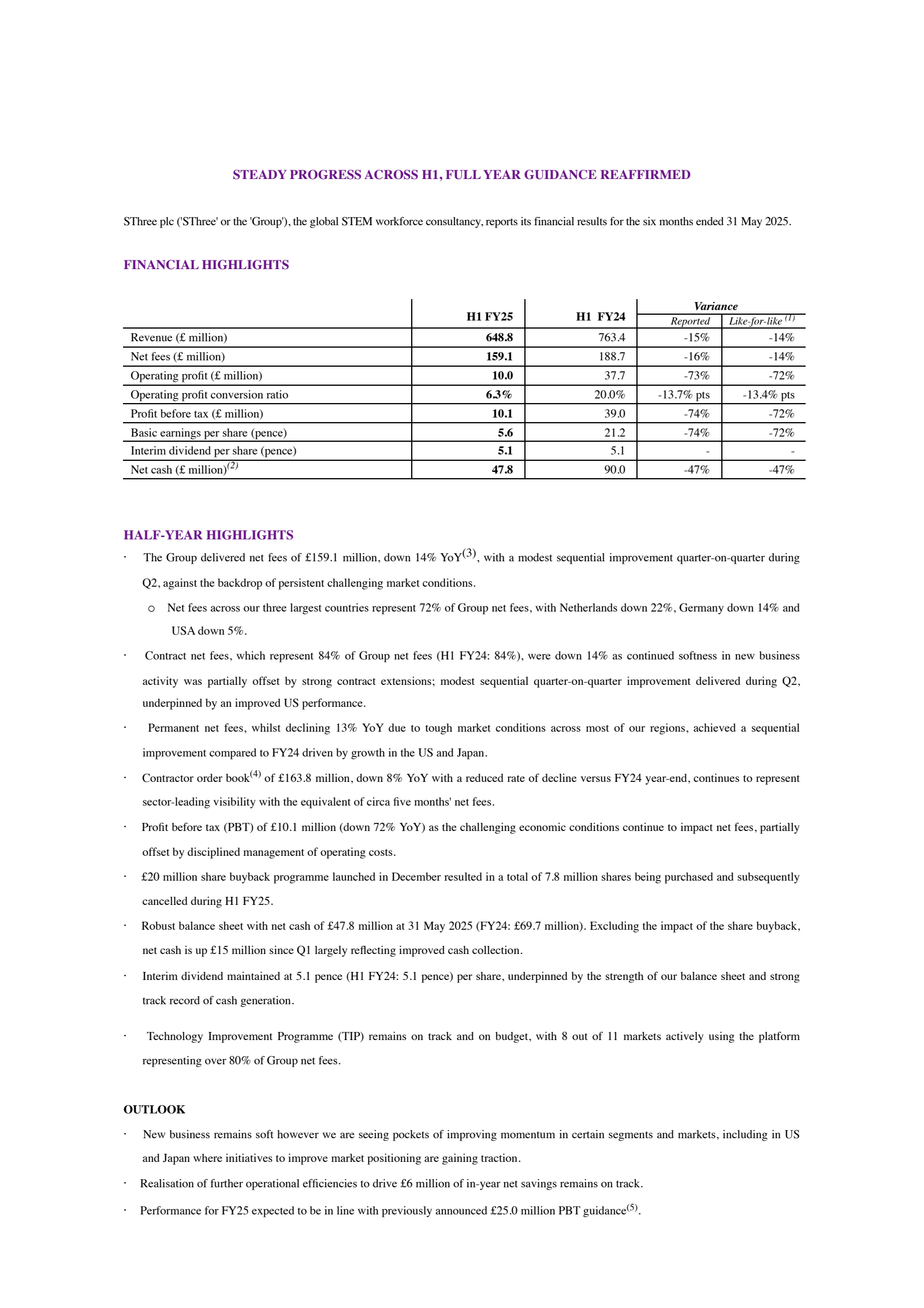 SThree's H1 2025 Interim report