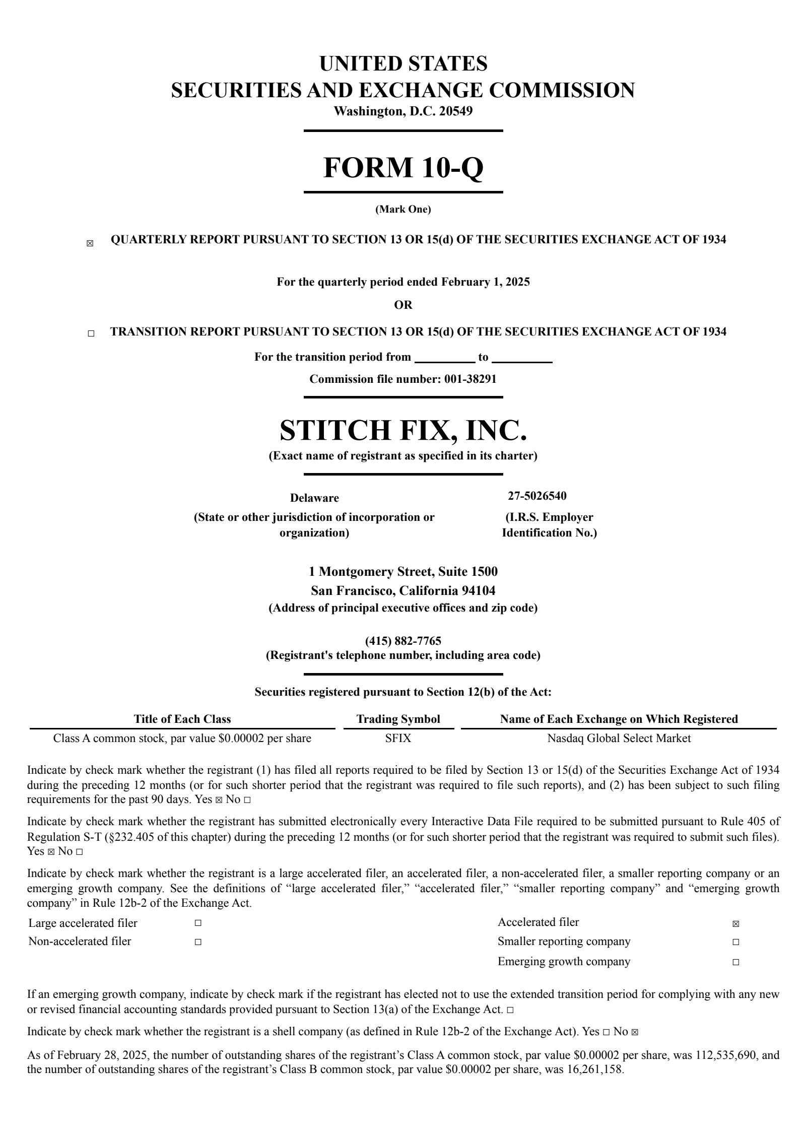 Stitch Fix's Q2 2025 Quarterly report