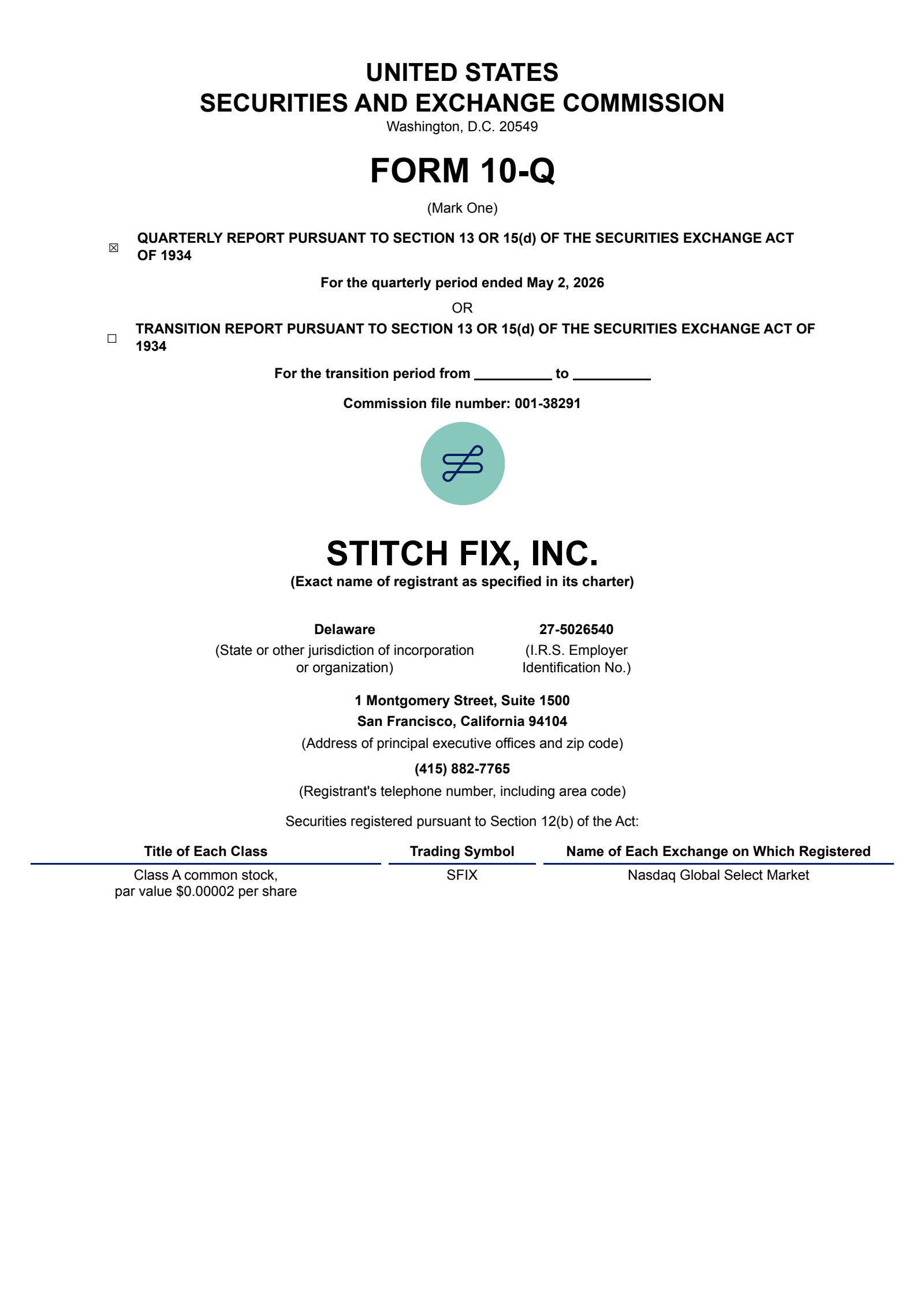 Stitch Fix's Q3 2026 Quarterly report