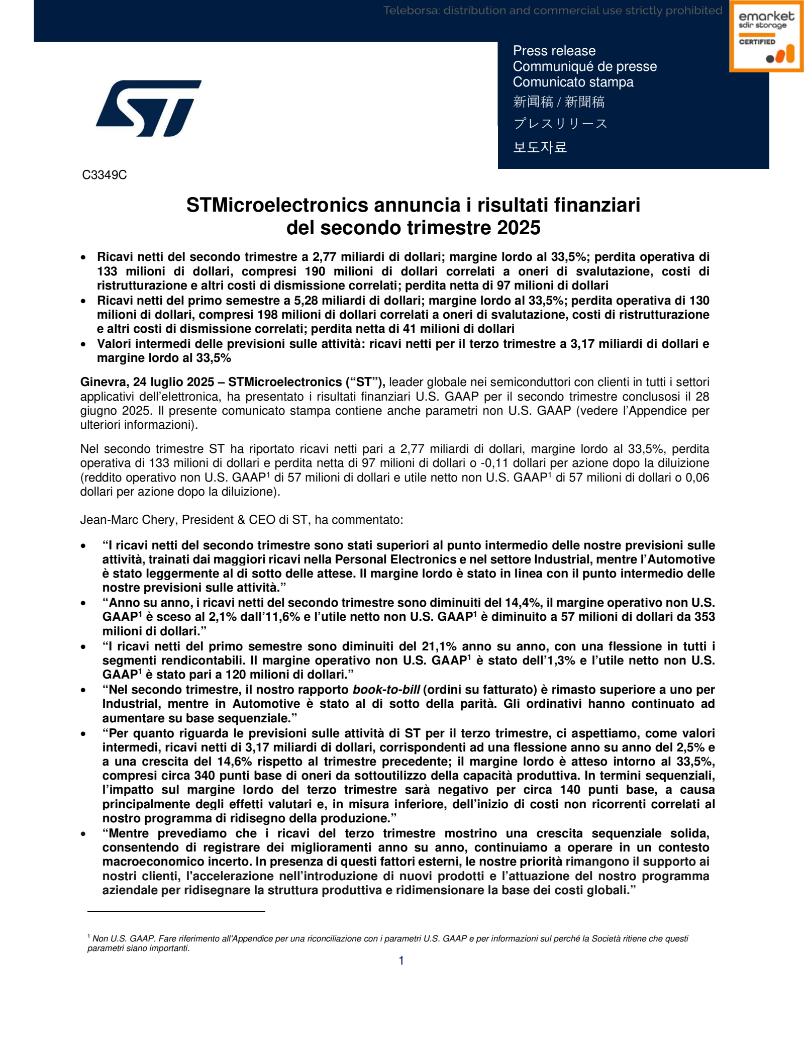 STMicroelectronics' Q2 2025 Interim report