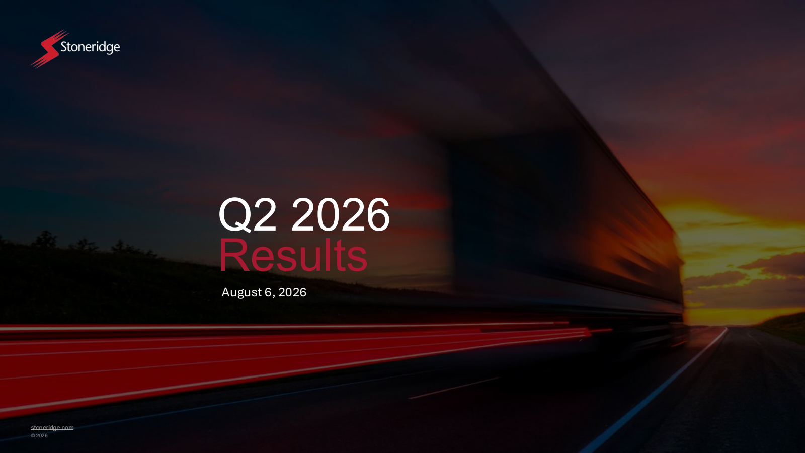 Stoneridge's Q2 2026 Press Release