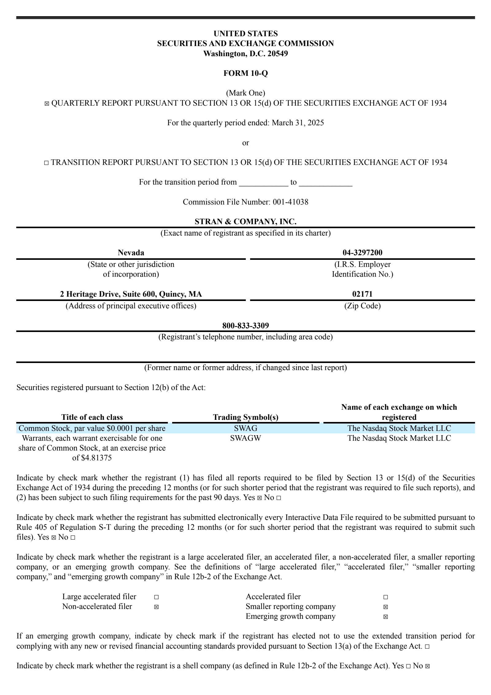 Stran & Company, Inc.'s Q1 2025 Quarterly report
