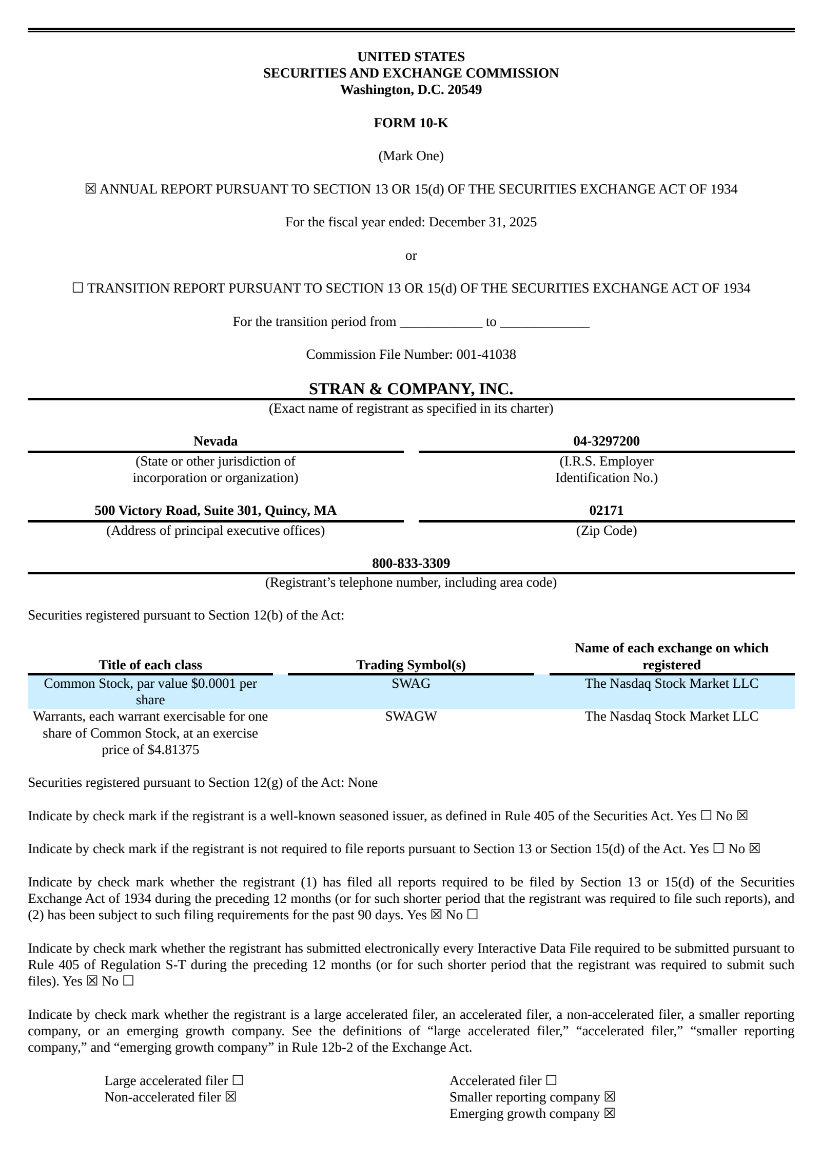 Stran & Company, Inc.'s Q4 2025 Annual report
