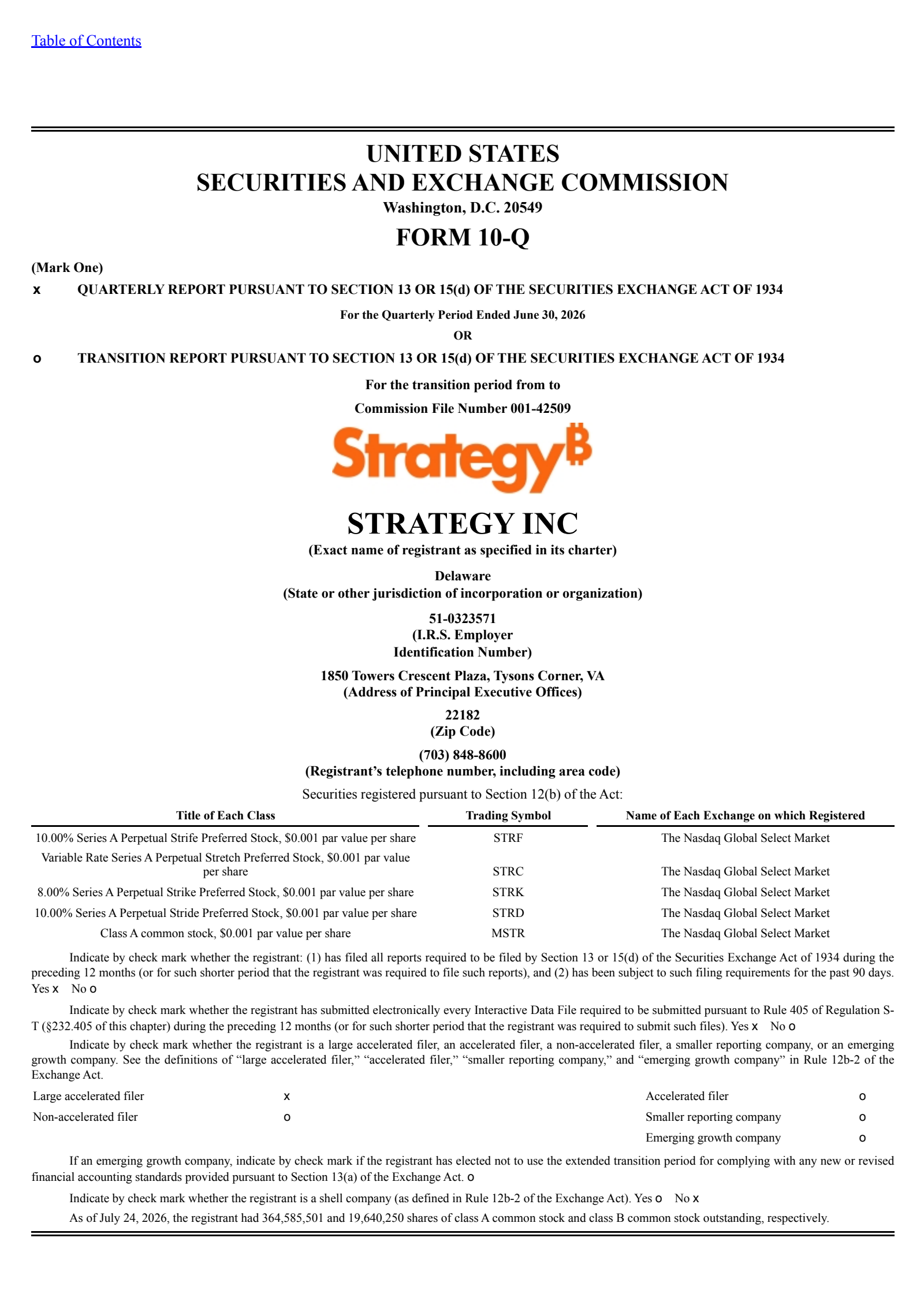 Strategy's Q2 2026 Quarterly report