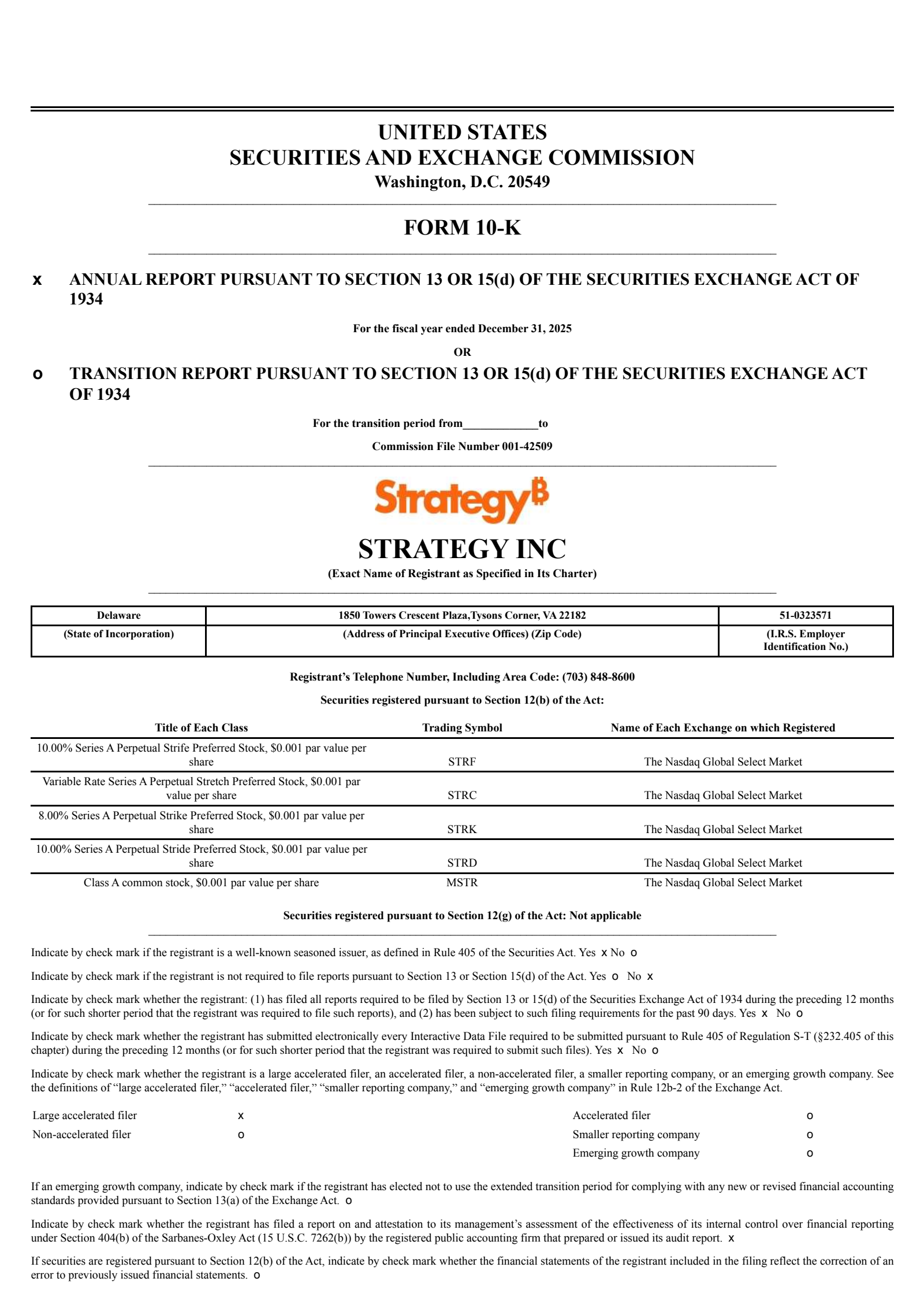 Strategy's Q4 2025 Annual report