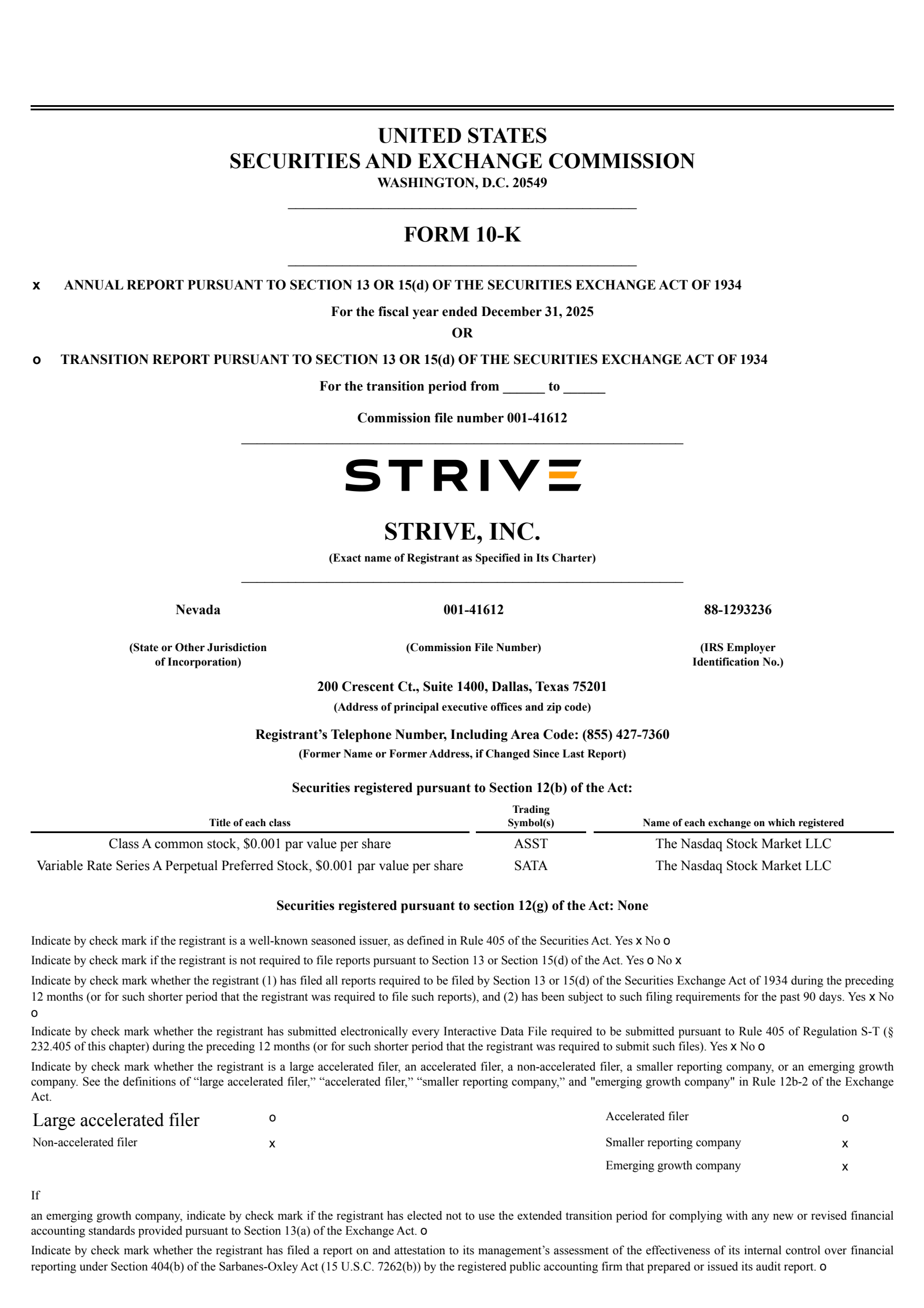 Strive's Q4 2025 Annual report