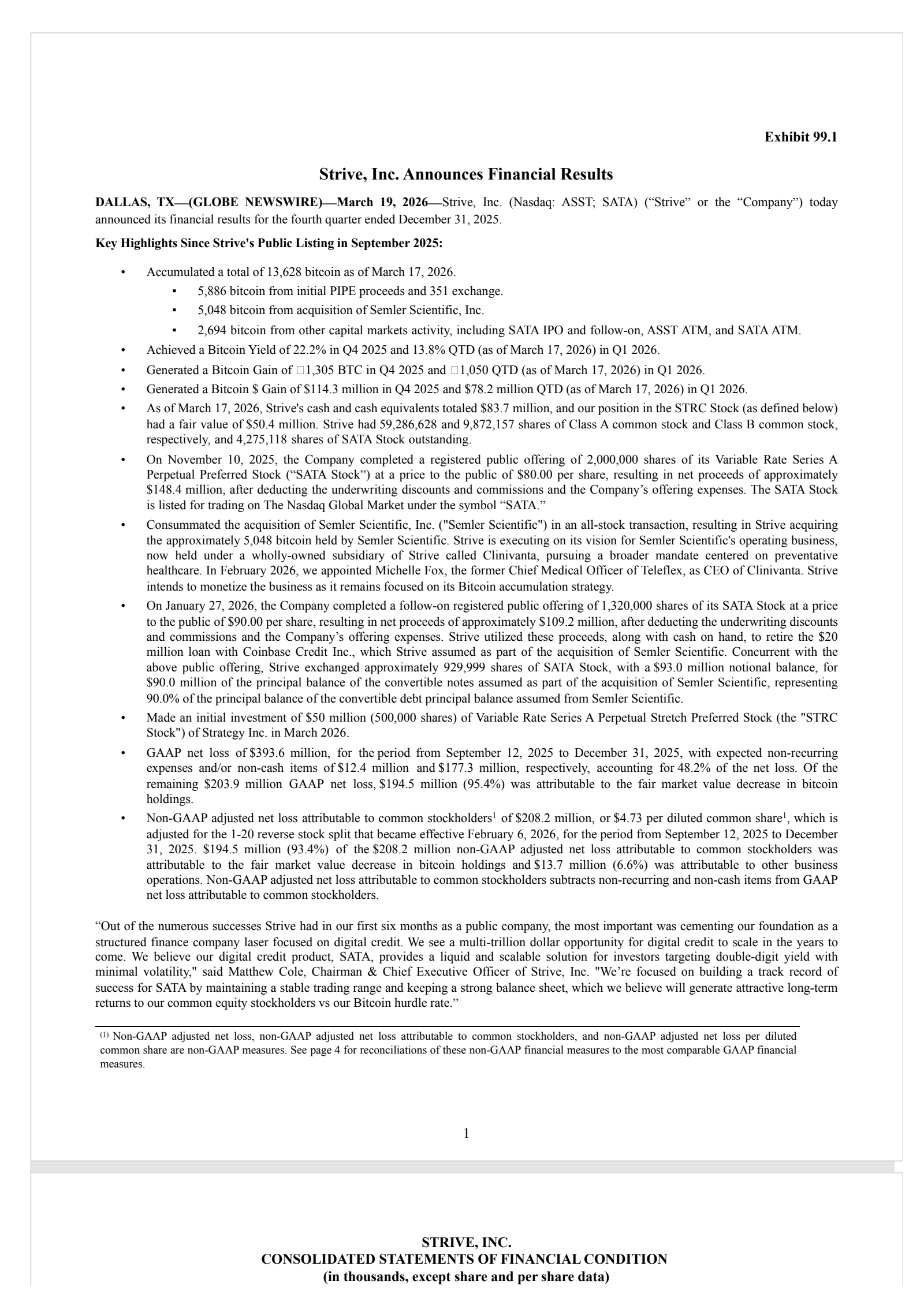 Strive's Q4 2025 Press Release