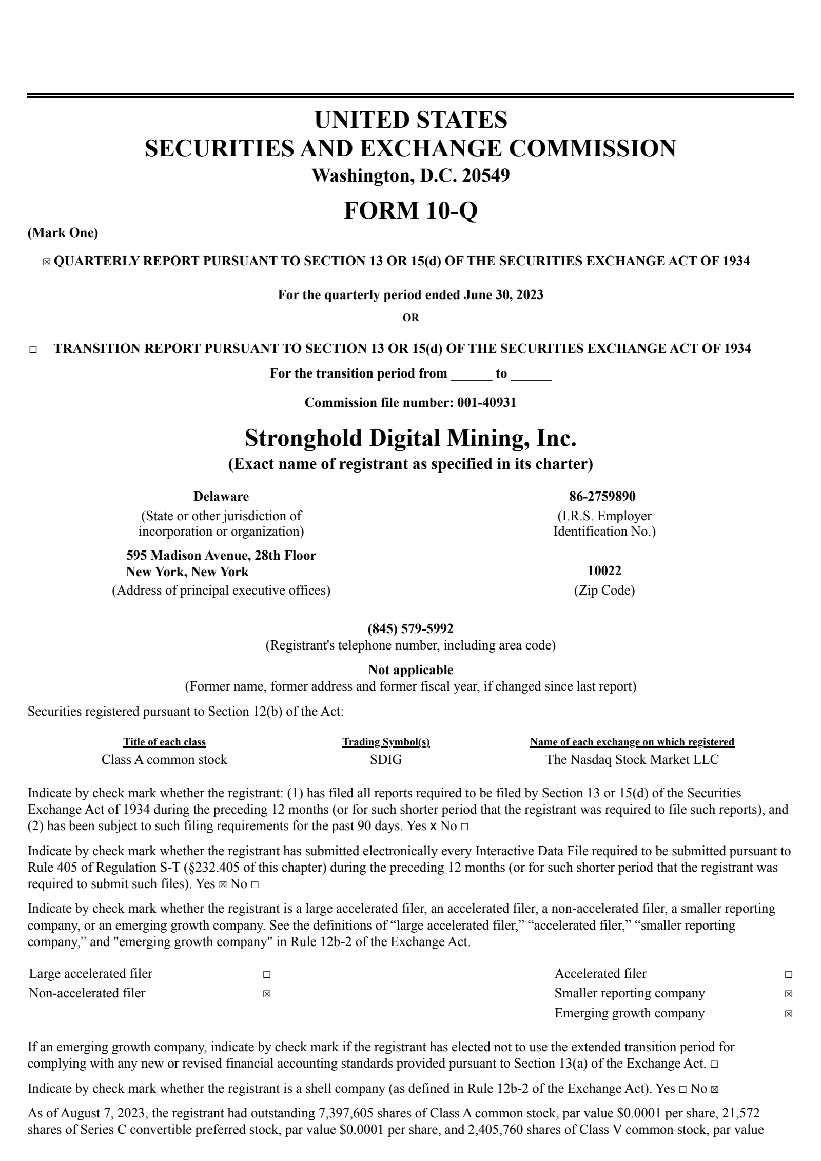 Stronghold Digital Mining's Q2 2023 Quarterly report