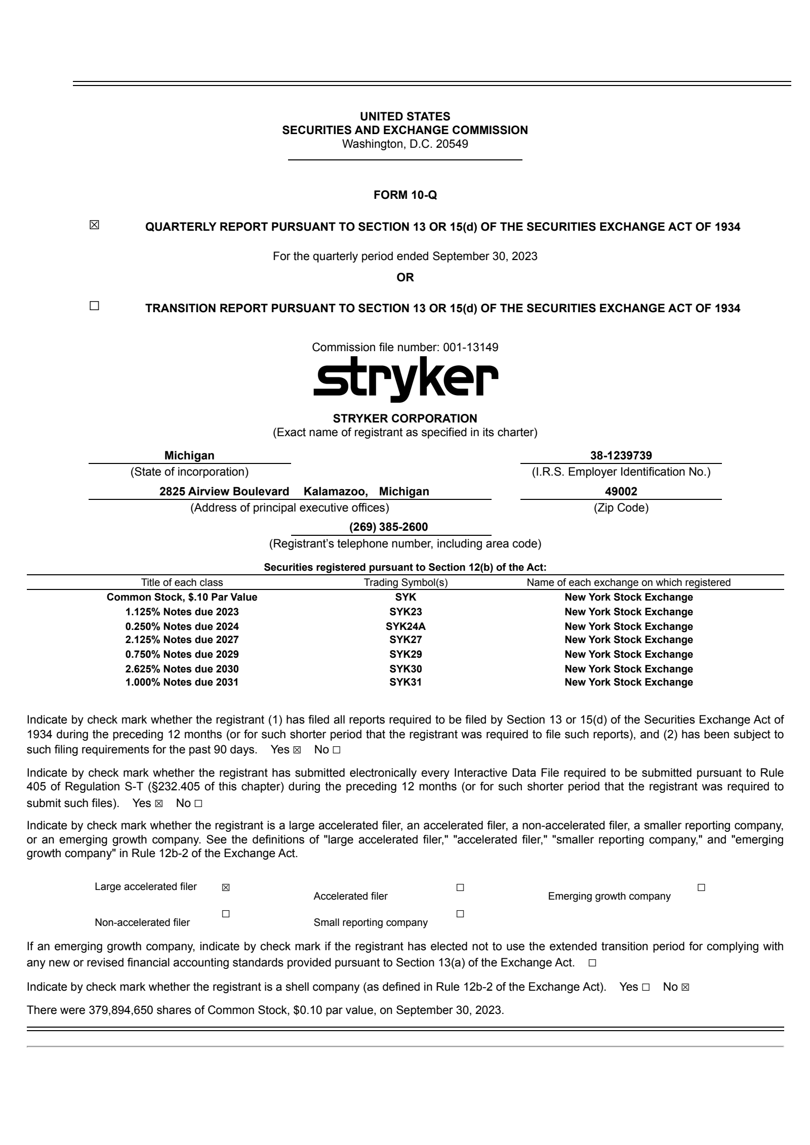 Stryker's Q3 2023 Quarterly report