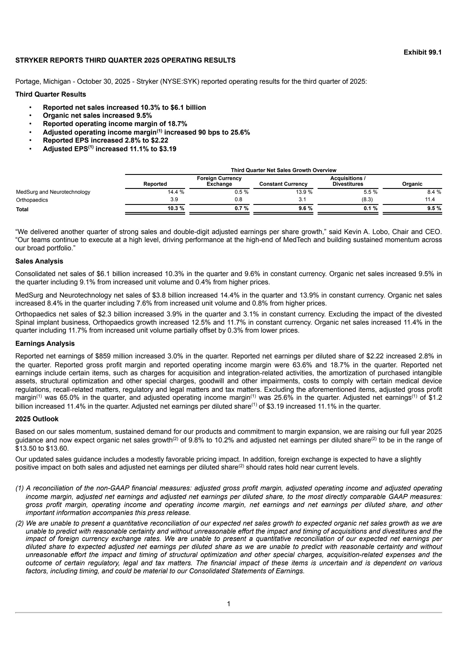 Stryker's Q3 2025 Earnings Release