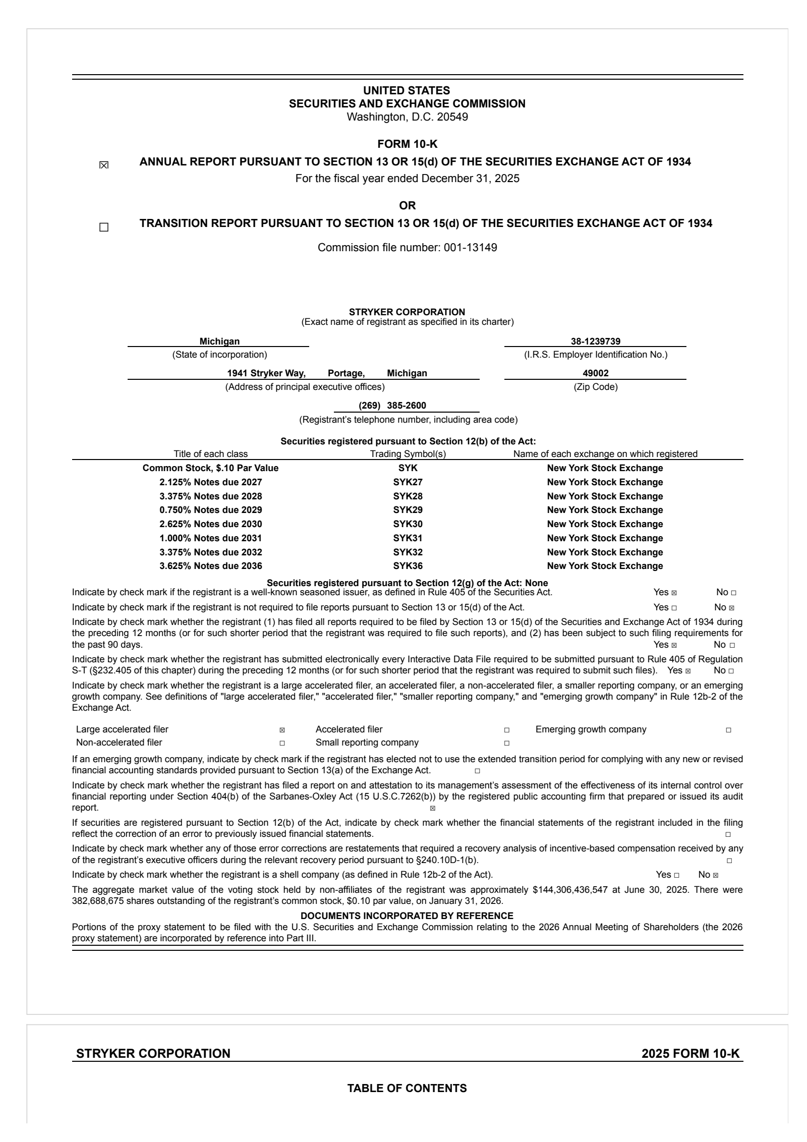 Stryker's Q4 2025 Annual report