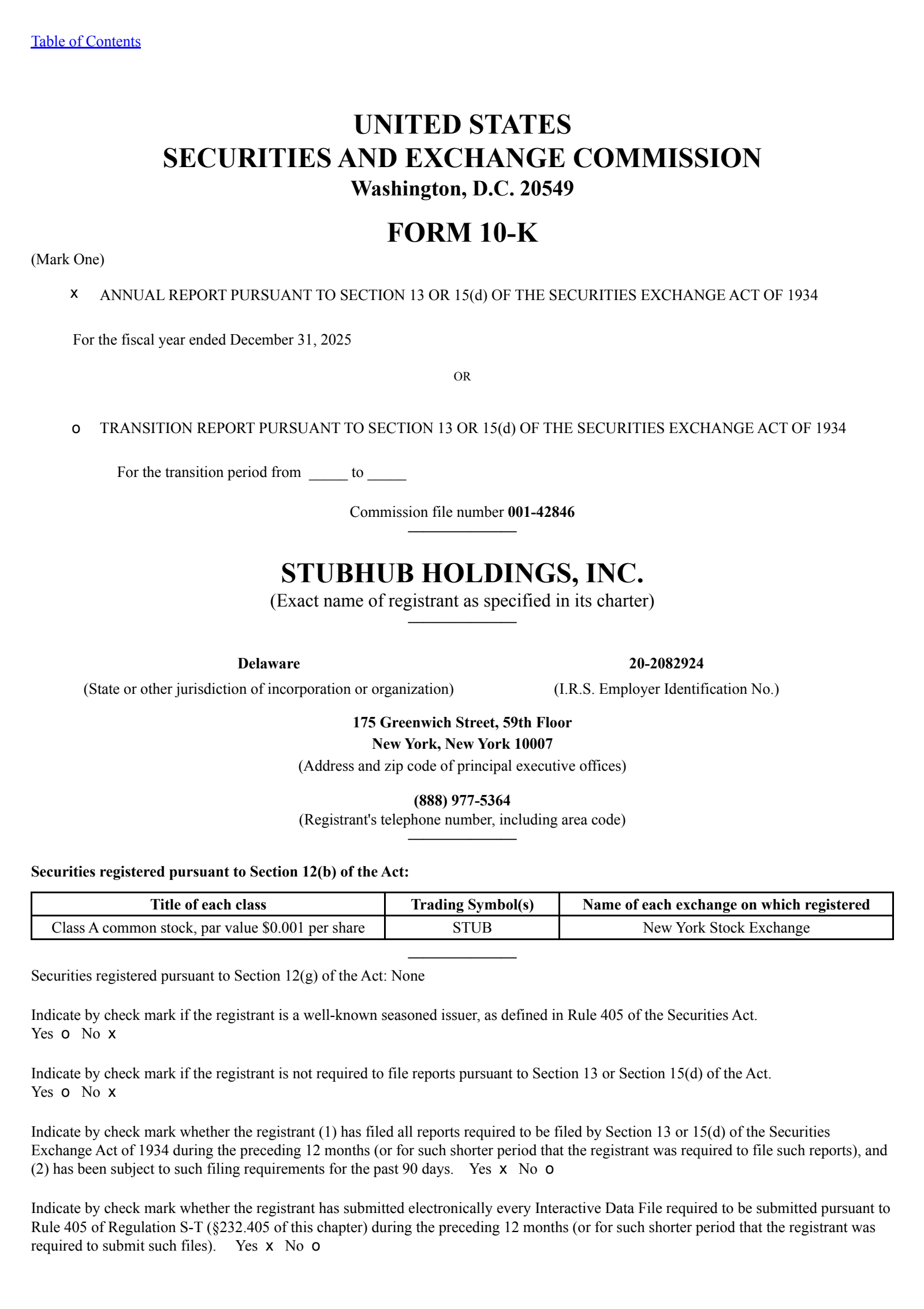 STUB's Q4 2025 Annual report