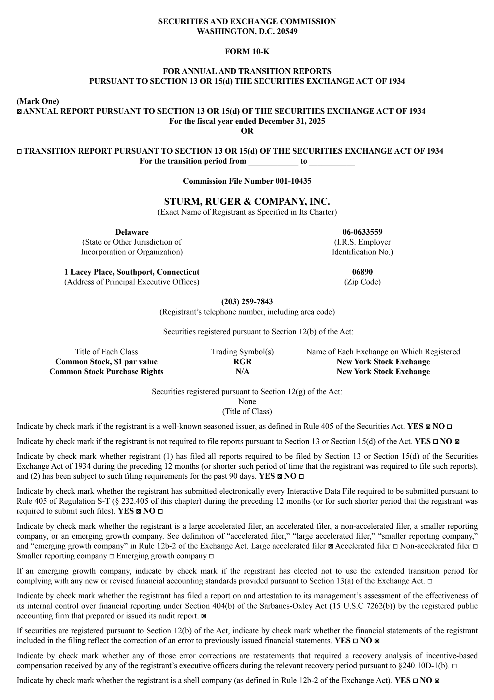 Sturm, Ruger & Company, Inc.'s Q4 2025 Annual report