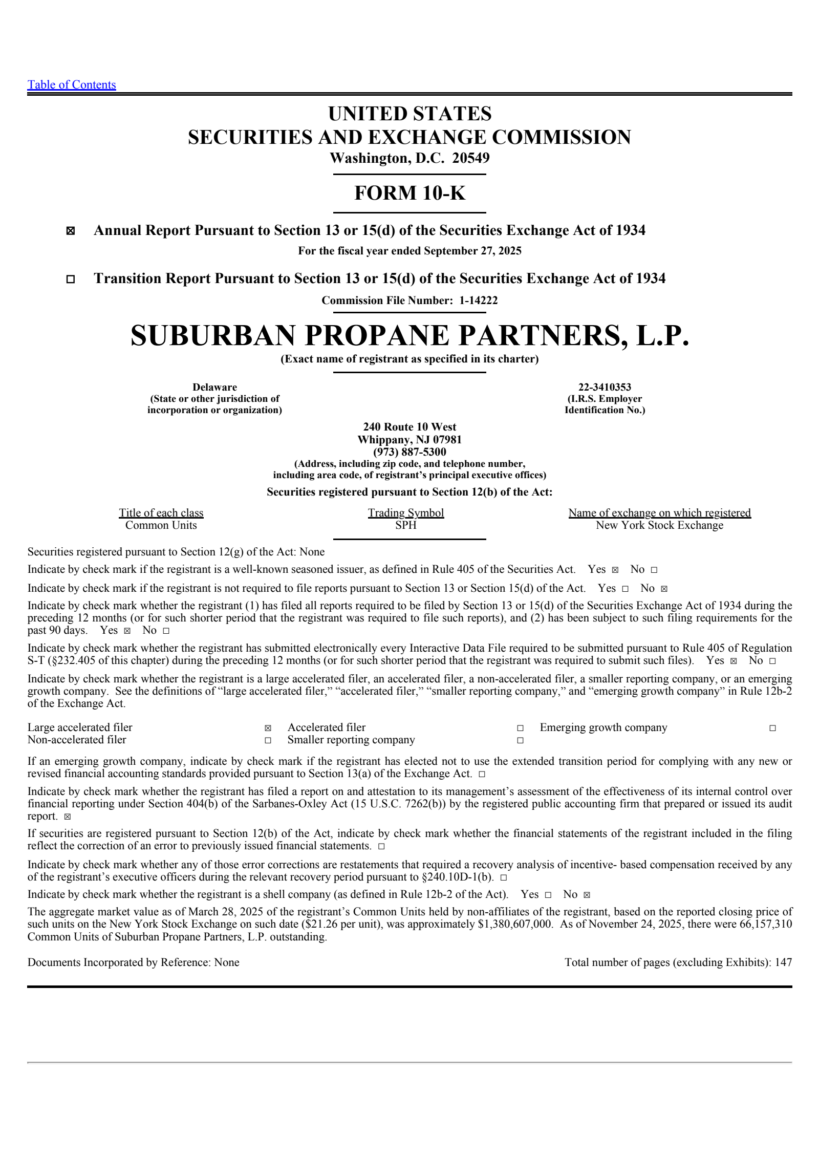 Suburban Propane Partners' Q4 2025 Annual Report