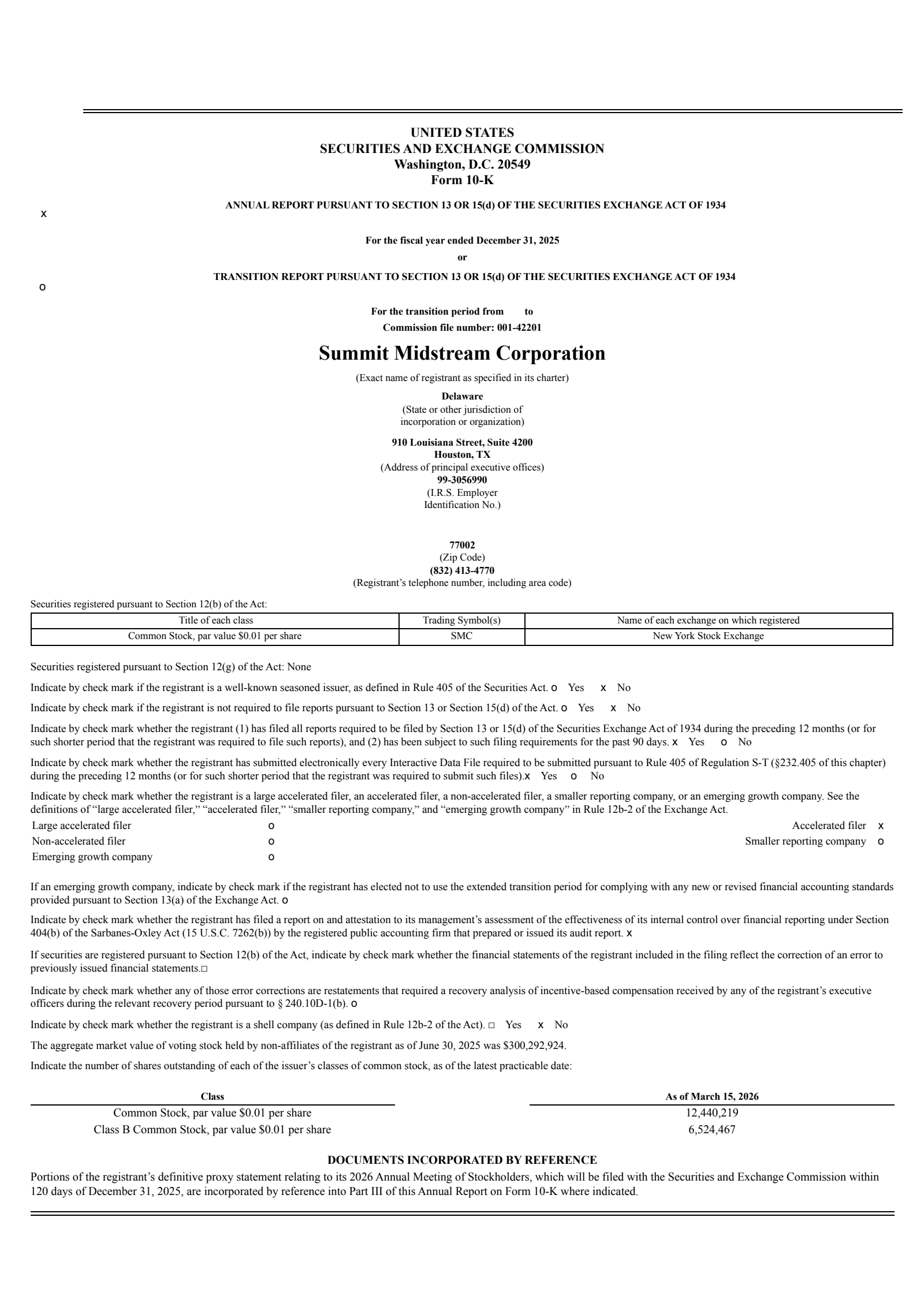Summit Midstream Partners' Q4 2025 Annual report