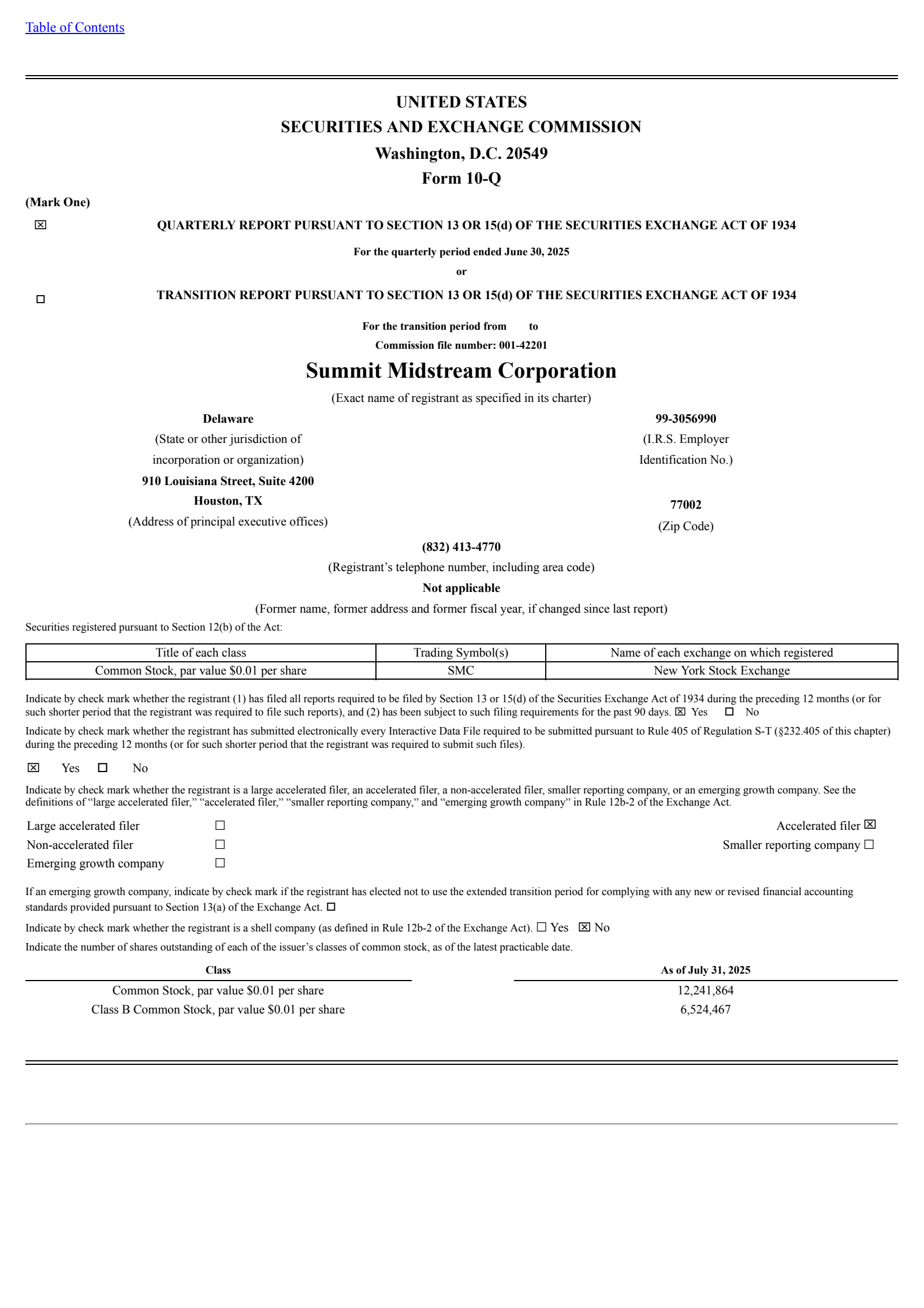 Summit Midstream Partners' Q2 2025 Quarterly Report