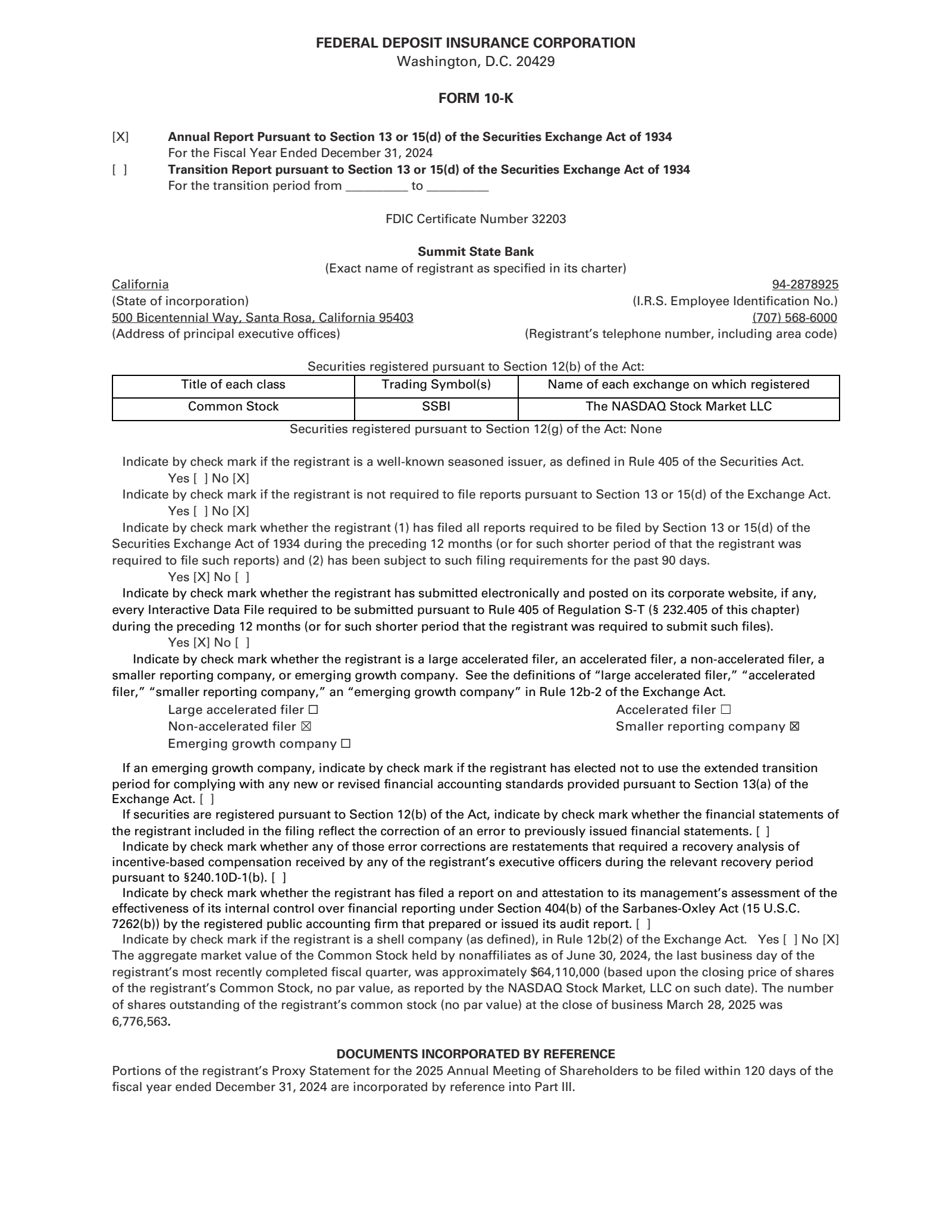 Summit State Bank's Q4 2024 Annual Report